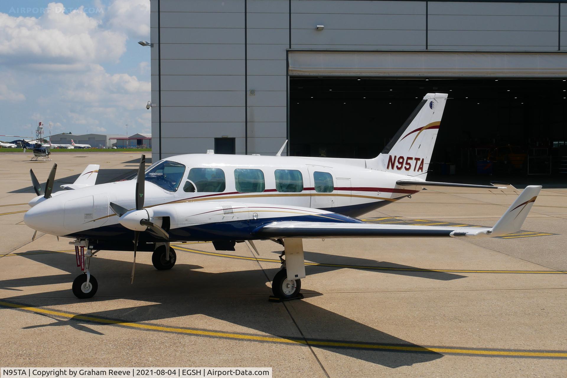 N95TA, 1973 Piper PA-31-310 Navajo C/N 31-7300971, Parked at Norwich.