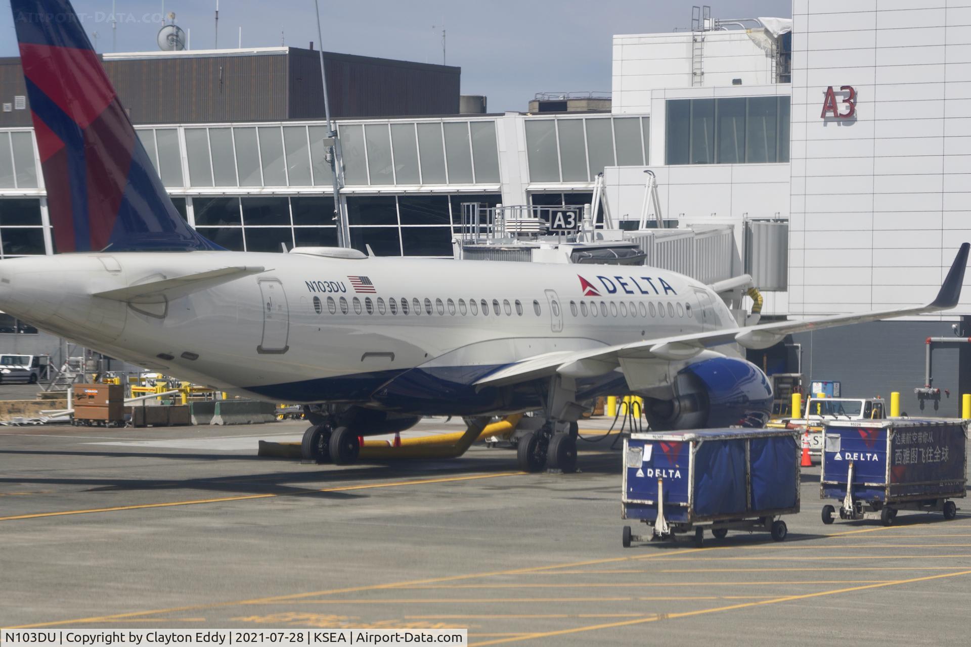 N103DU, 2018 Airbus A220-100 C/N 50022, SEA 2021.