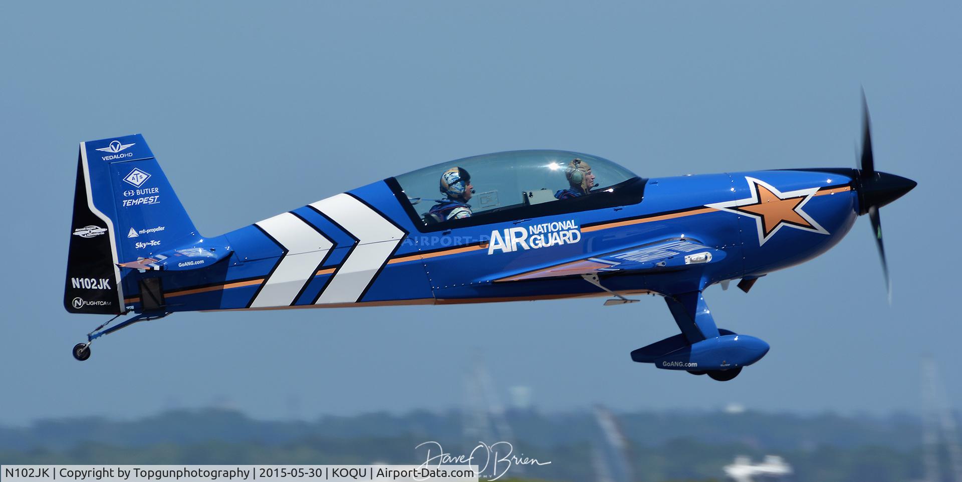 N102JK, 2007 Extra EA-300L C/N 1250, John Klatt taking up a WWII war hero