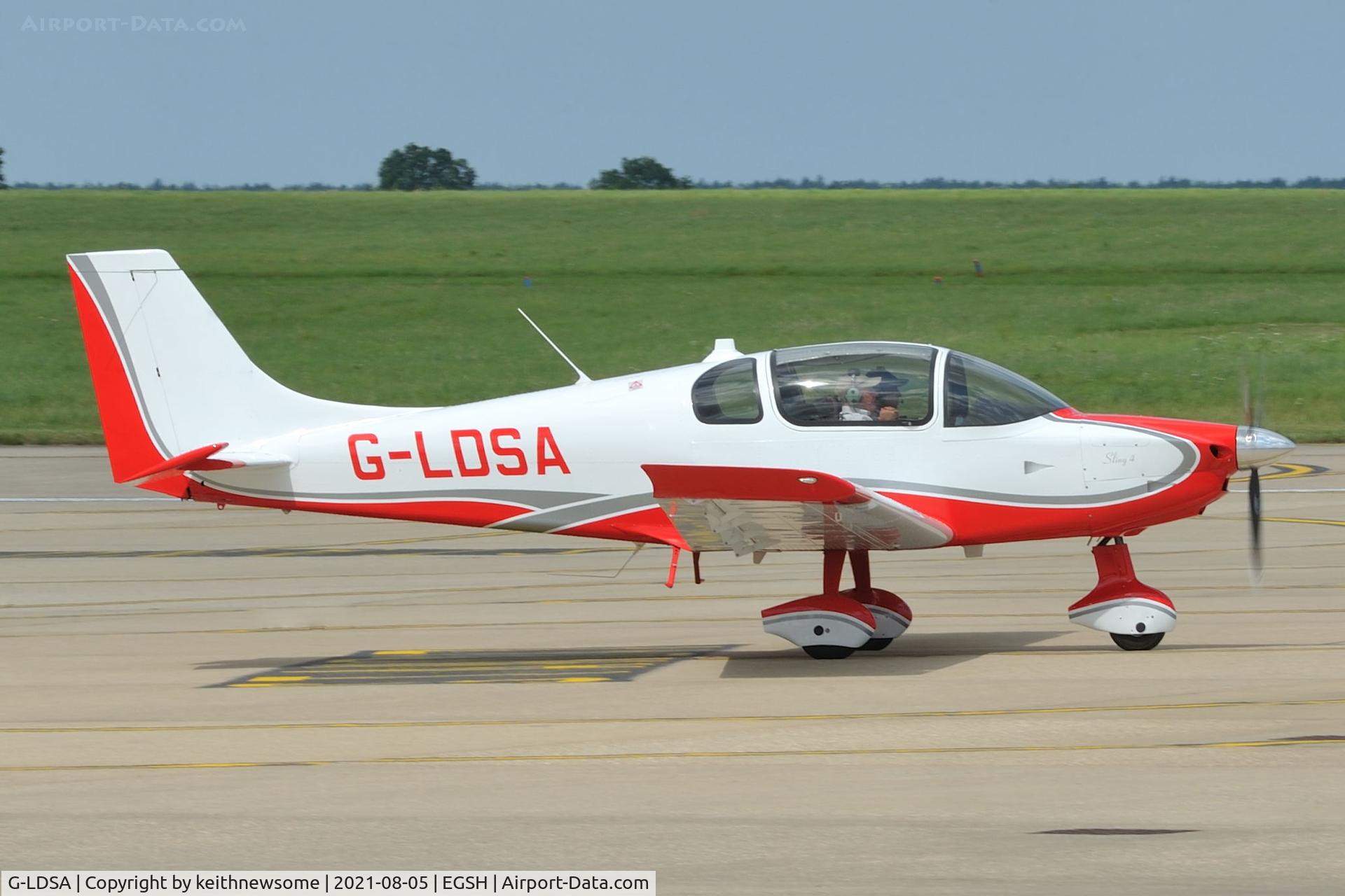 G-LDSA, 2016 The Airplane Factory Sling 4 C/N LAA 400-15412, Leaving Norwich.