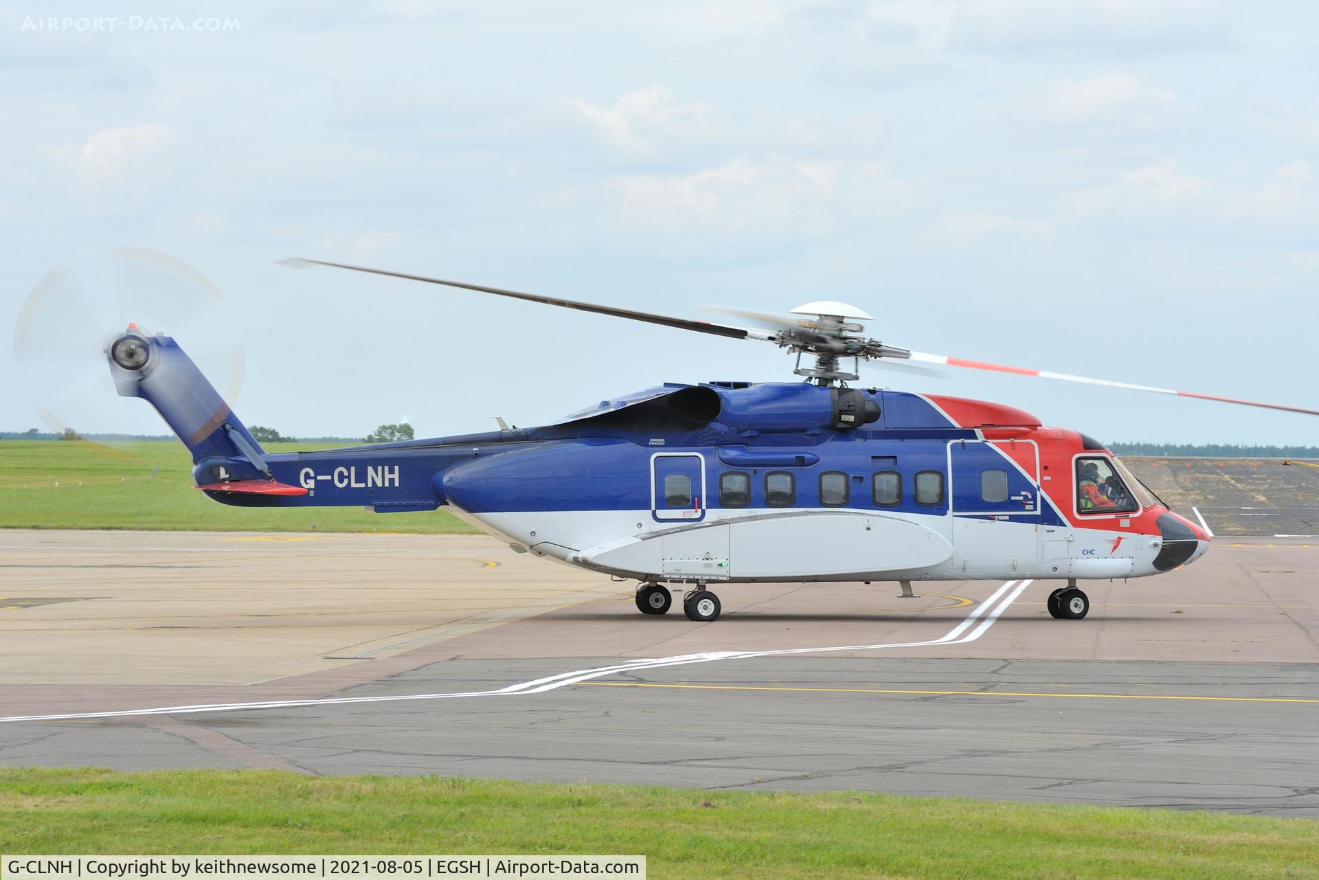 G-CLNH, 2005 Sikorsky S-92A C/N 920014, Leaving Norwich for offshore.