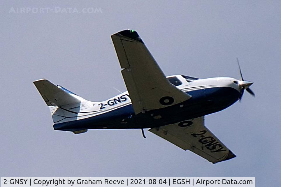 2-GNSY, 2000 Rockwell Commander 114B C/N 14679, Over head at Norwich.