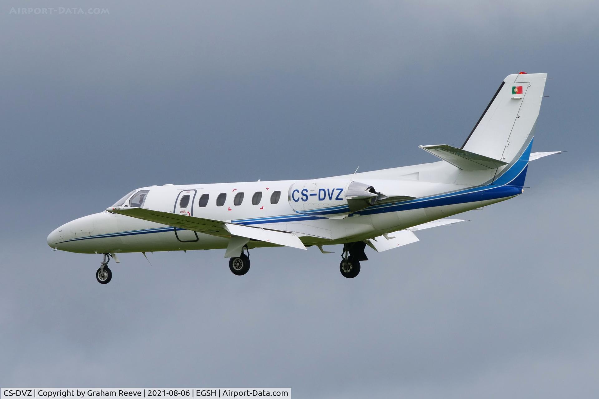 CS-DVZ, 1982 Cessna 550 Citation II C/N 550-0443, Landing at Norwich.