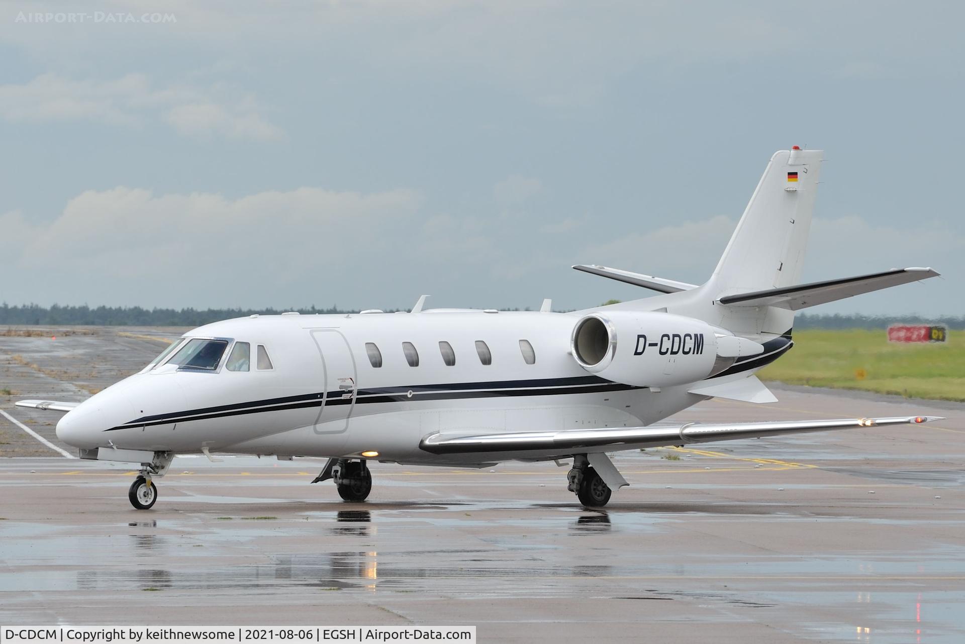 D-CDCM, 2012 Cessna 560 Citation XLS+ C/N 560-6109, Arriving at Norwich from Deauville.