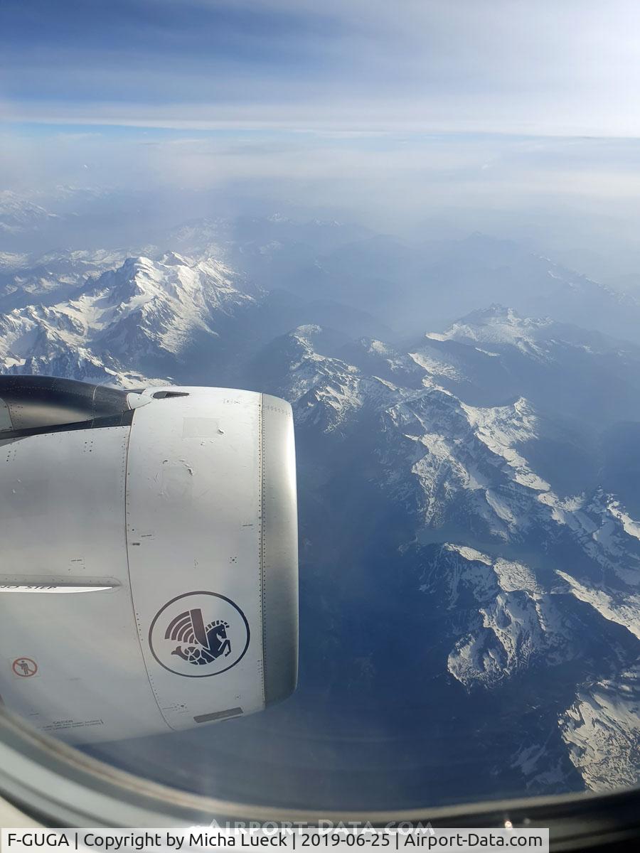 F-GUGA, 2002 Airbus A318-111 C/N 2035, Crossing the Alps (CDG-FLR)
