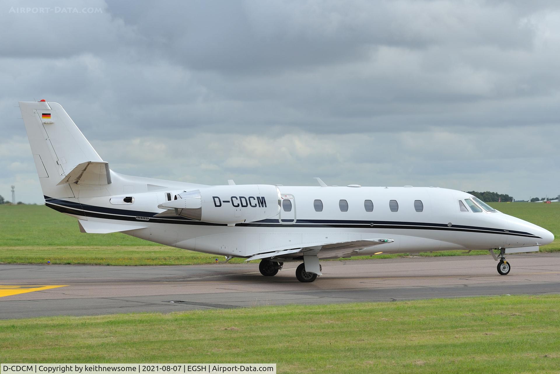 D-CDCM, 2012 Cessna 560 Citation XLS+ C/N 560-6109, Leaving Norwich.