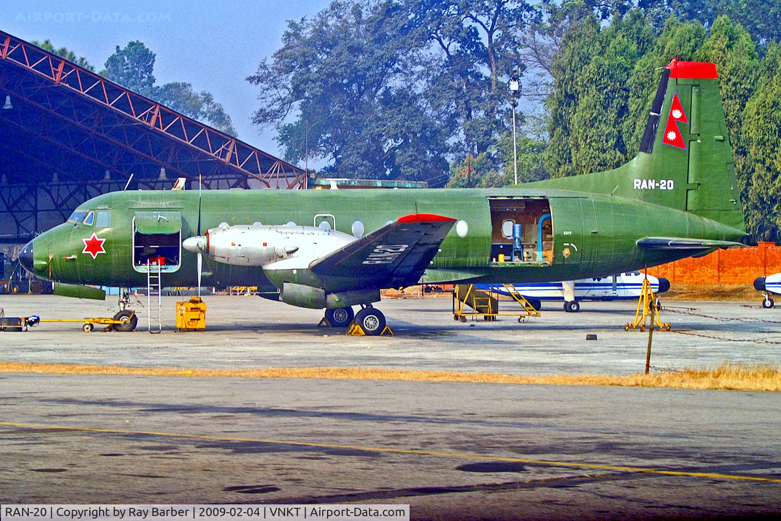 RAN-20, 1972 Hawker Siddeley HS.748 Series 2A C/N 1698, RAN-20   Hawker Siddeley HS.748 Srs.2A/271 [1698] (Royal Nepalese Army Air Wing) Kathmandu-Tribhuvan Int'l~9N 04/02/2009
