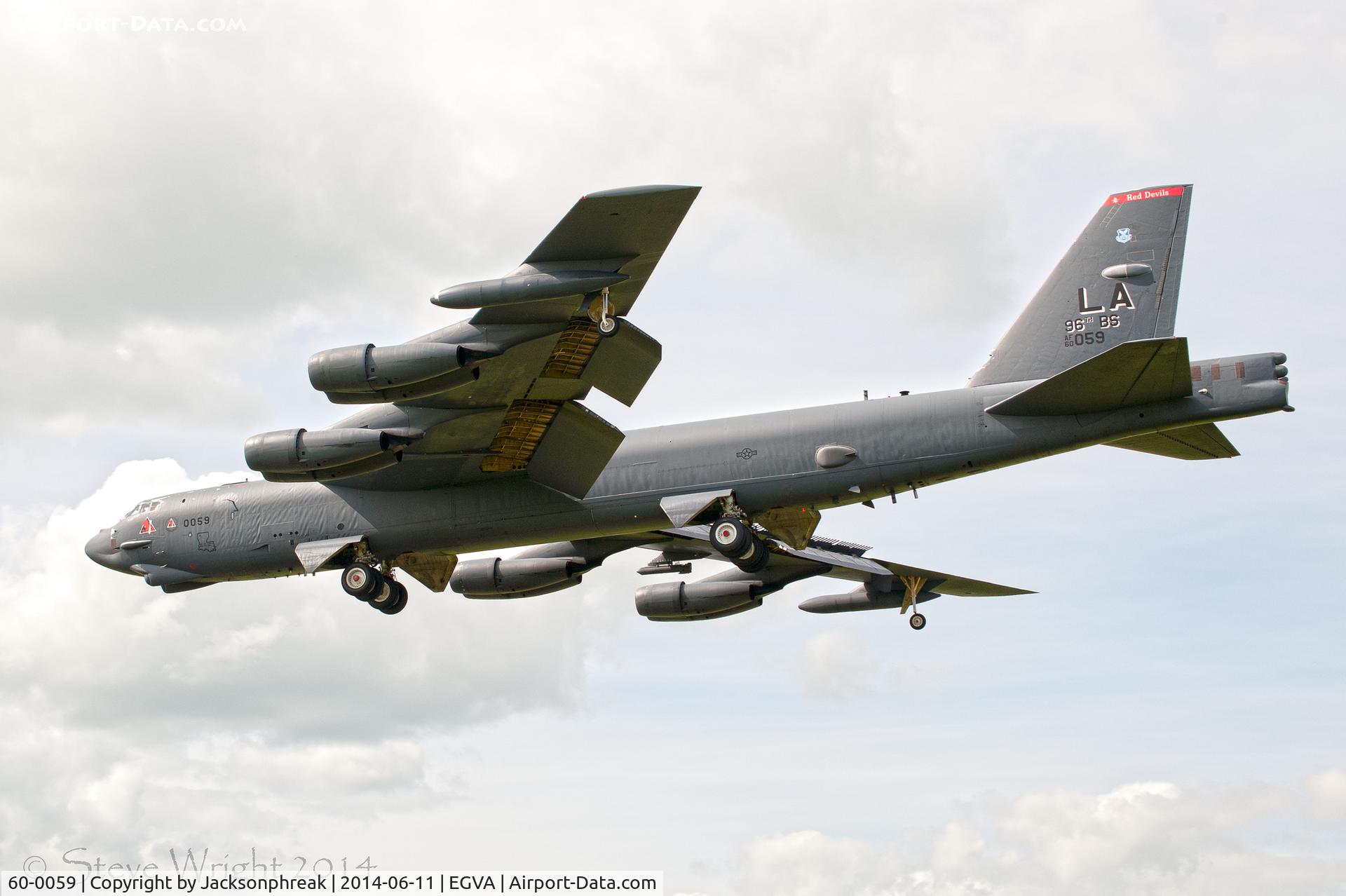 60-0059, 1960 Boeing B-52H Stratofortress C/N 464424, On finals at RAF Fairford, UK