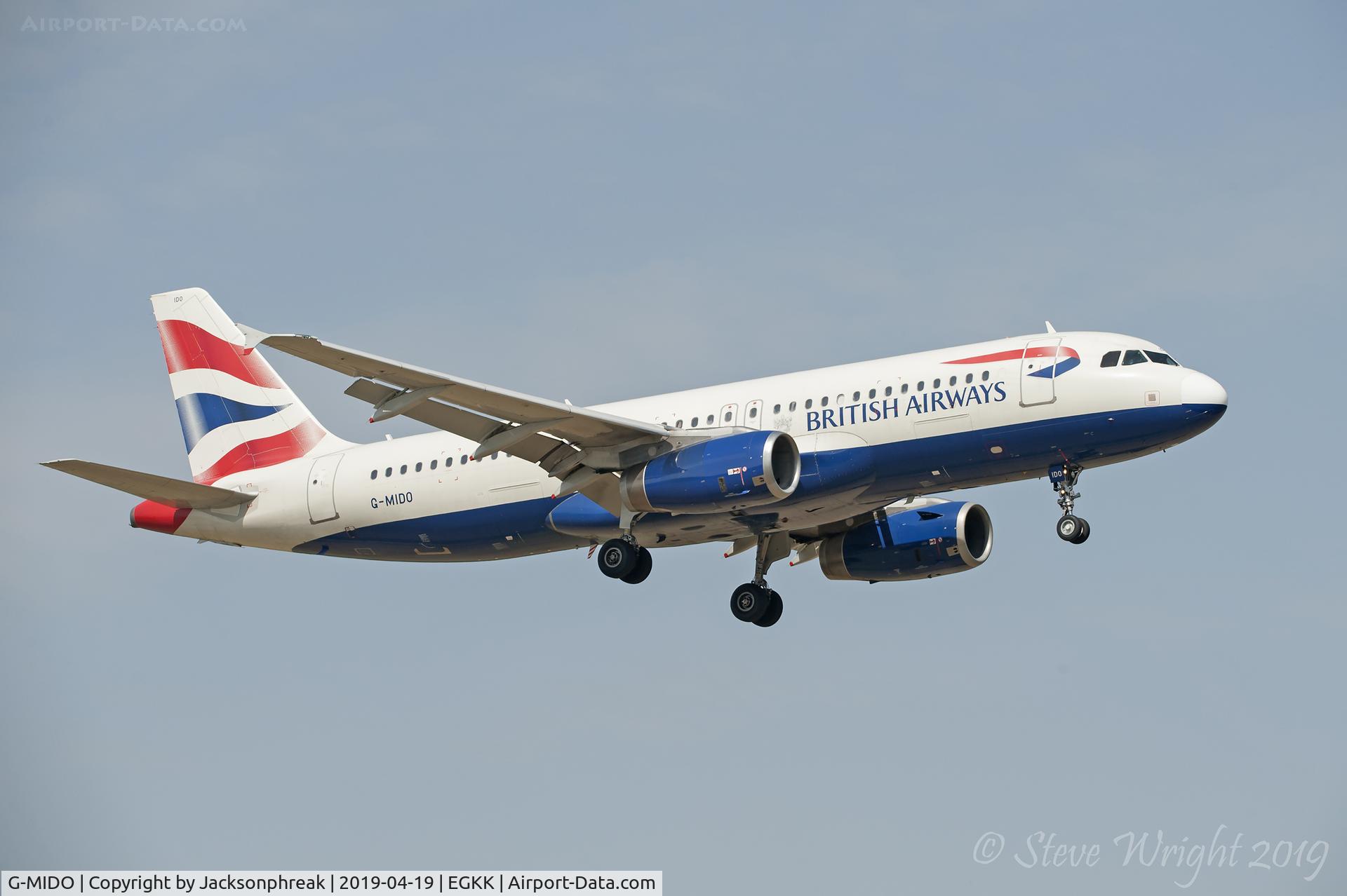 G-MIDO, 2002 Airbus A320-232 C/N 1987, On finals at Gatwick, UK