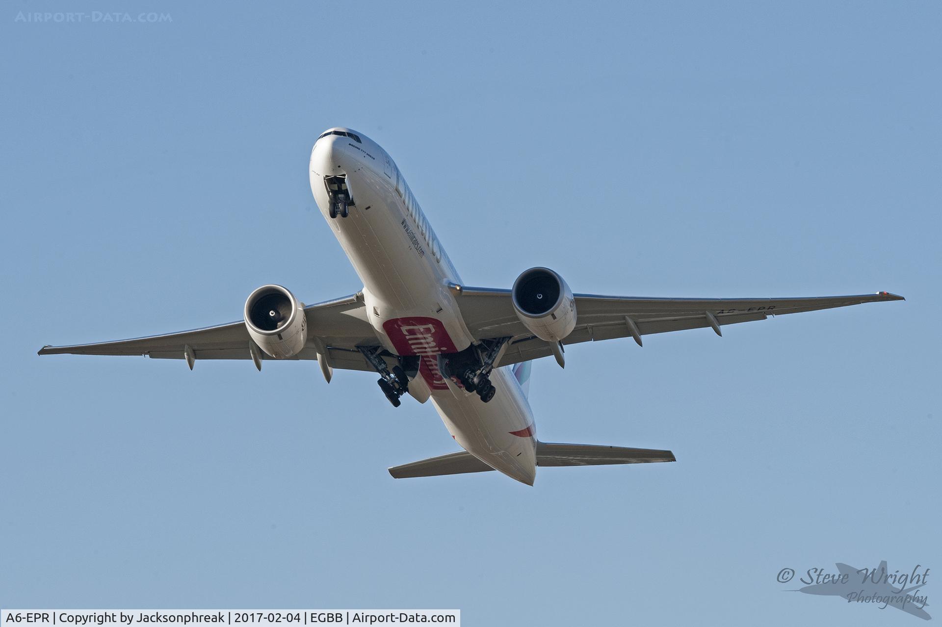 A6-EPR, 2016 Boeing 777-31H/ER C/N 42337, Taking off from Birmingham Airport, UK