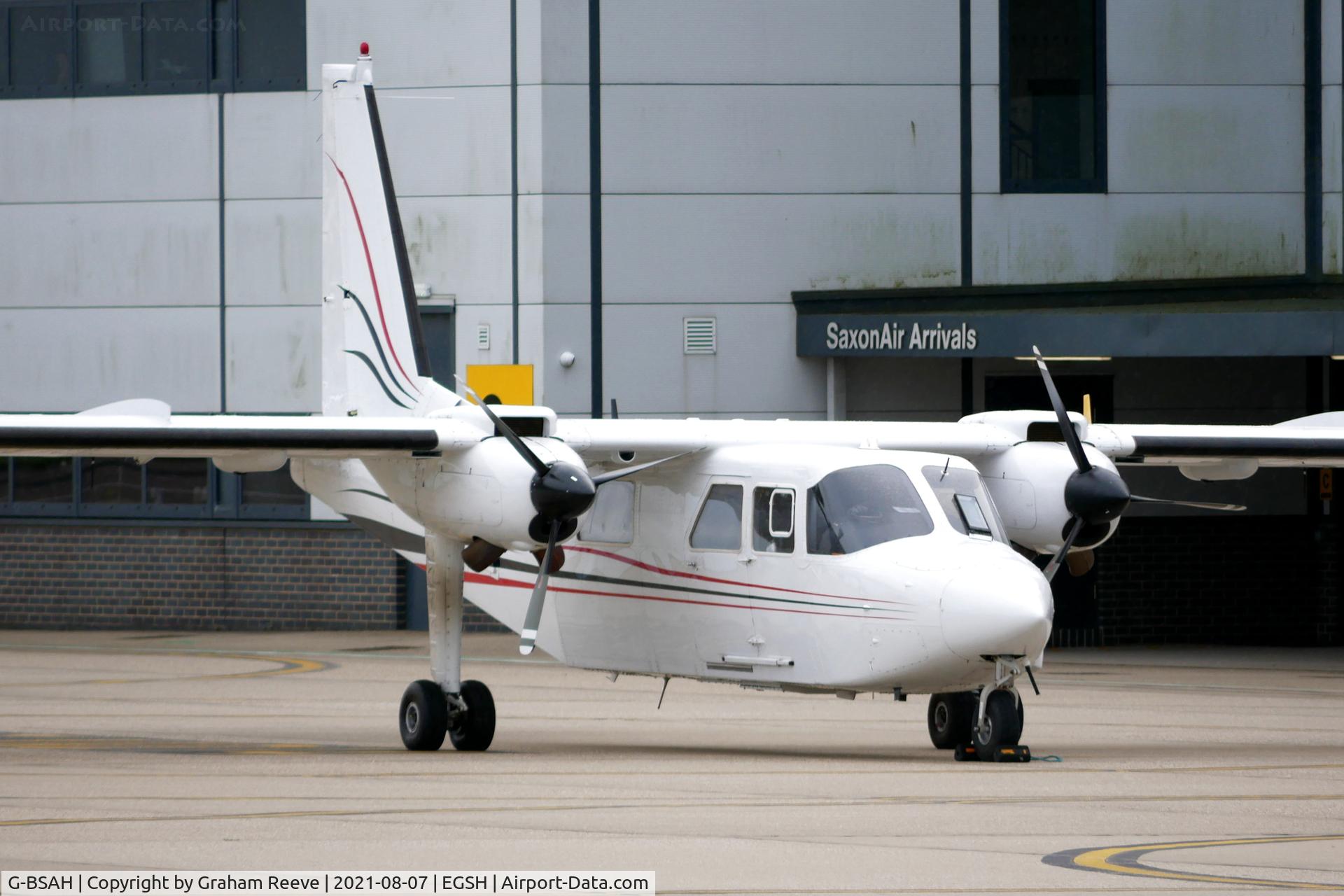 G-BSAH, 1990 Pilatus Britten-Norman BN-2T Islander CC2 C/N 2235, Parked at Norwich.