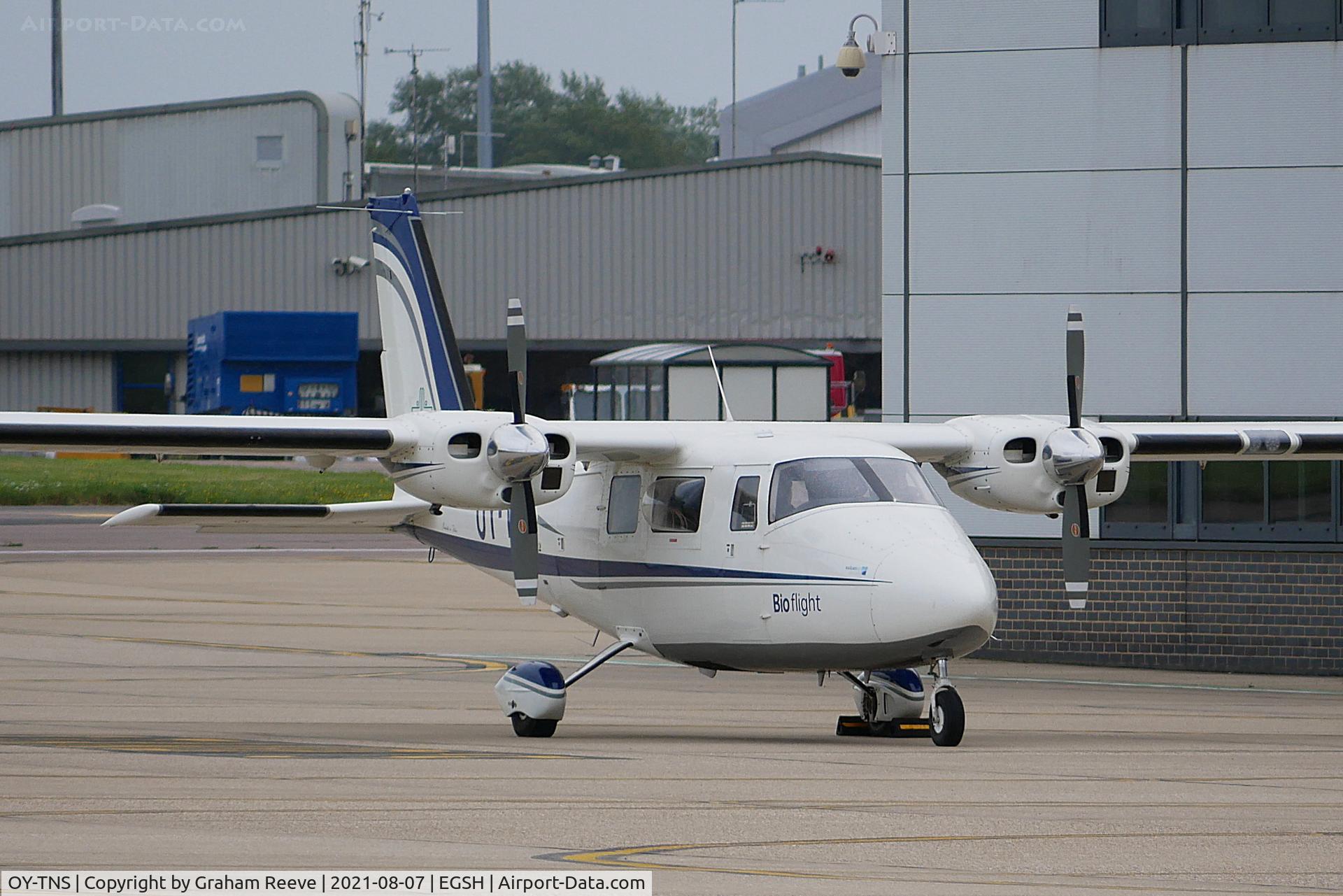 OY-TNS, Vulcanair P-68C C/N 510 / C, Parked at Norwich.