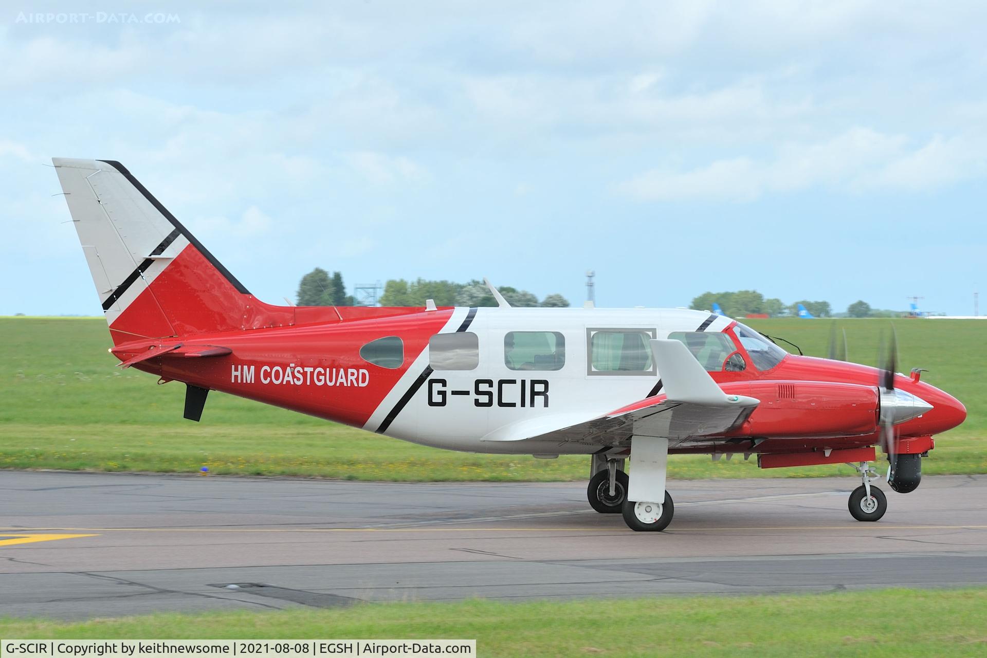 G-SCIR, 1977 Piper PA-31-310 Navajo C/N 31-7712038, Leaving Norwich.