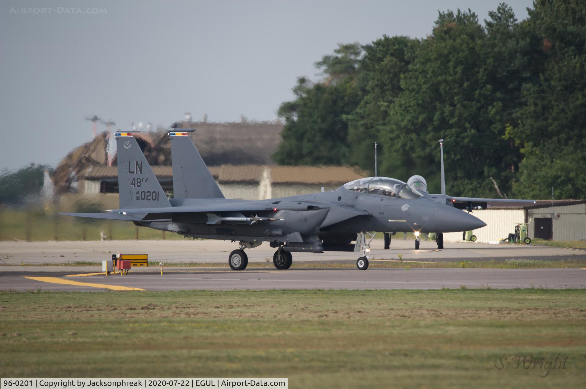 96-0201, 1996 McDonnell Douglas F-15E Strike Eagle C/N 1331/E211, Taxiing at RAF Lakenheath