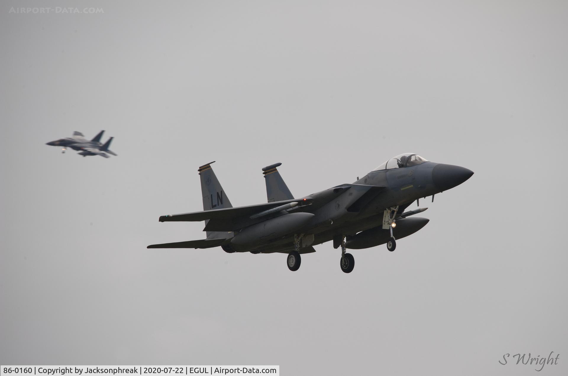 86-0160, 1986 McDonnell Douglas F-15C Eagle C/N 1007/C388, On finals at RAF Lakenheath