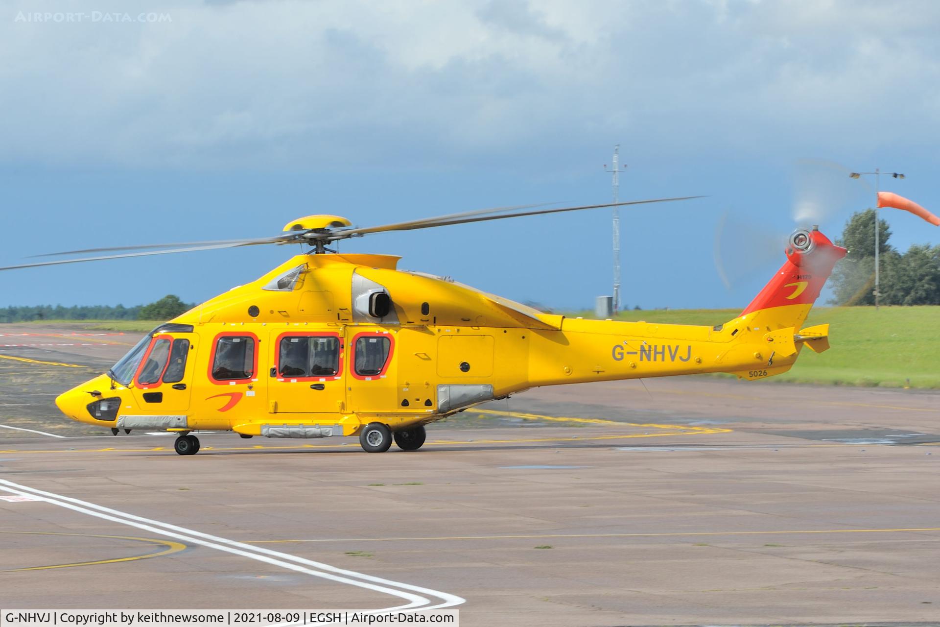 G-NHVJ, 2016 Airbus Helicopters EC-175B C/N 5026, Arriving at Norwich from Aberdeen.