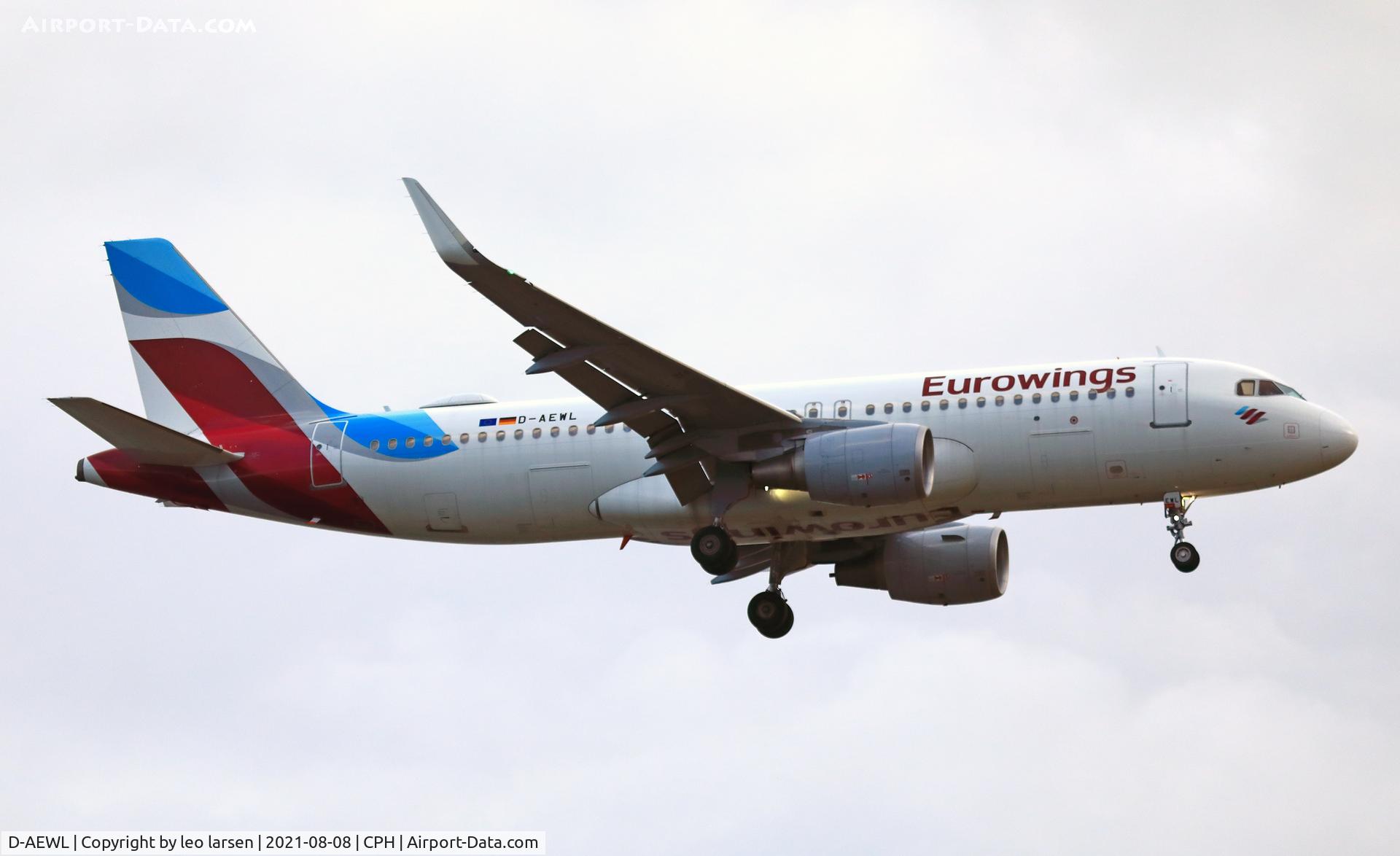 D-AEWL, 2016 Airbus A320-214 C/N 7263, Copenhagen 8.8.2021 oln final to R-30