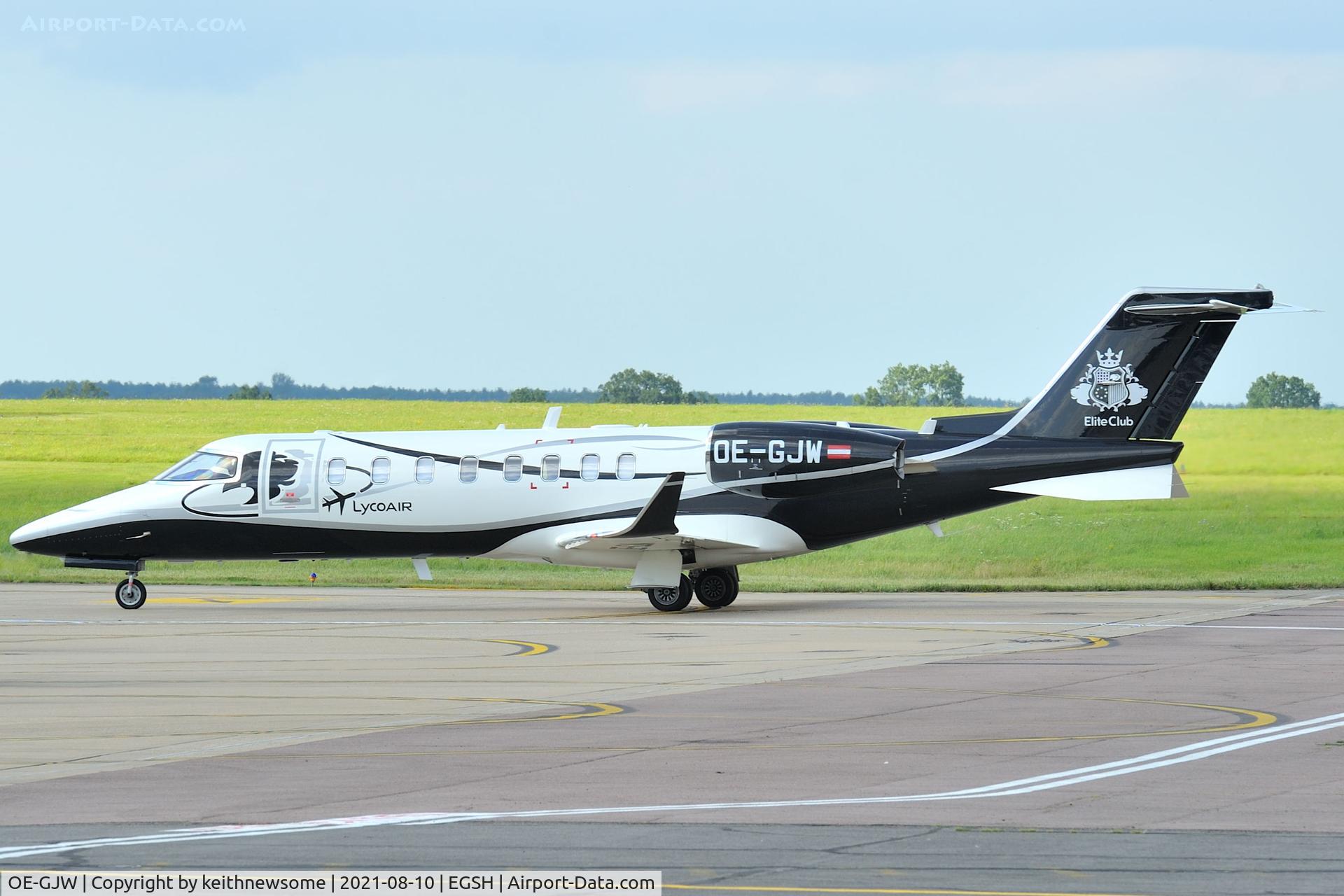 OE-GJW, Learjet 75 C/N 45-571, Arriving at Norwich from Thessaloniki.