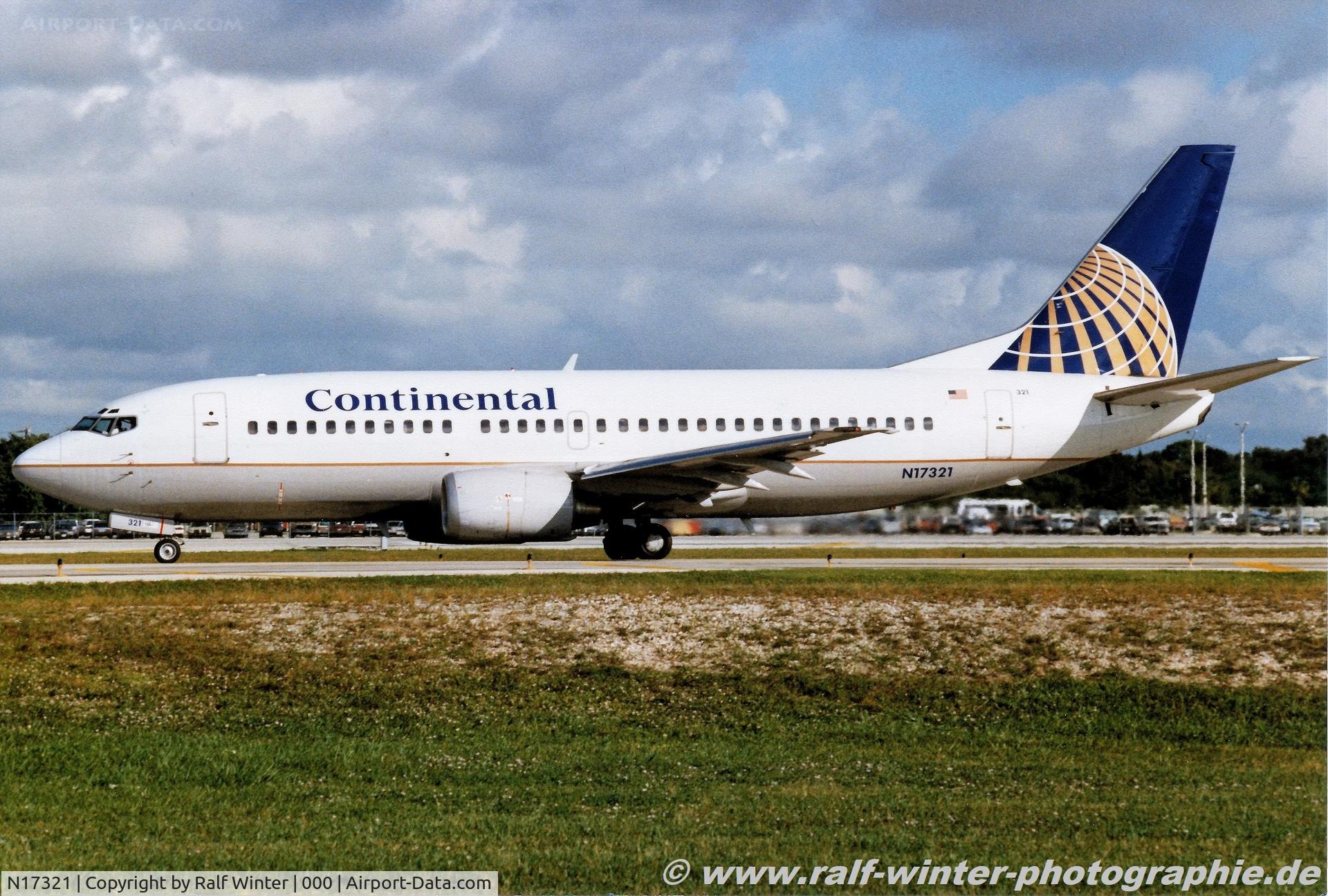 N17321, 1986 Boeing 737-3TO C/N 23372, Boeing 737-3T0 - CO COA Continental Airlines - 23372 - N17321