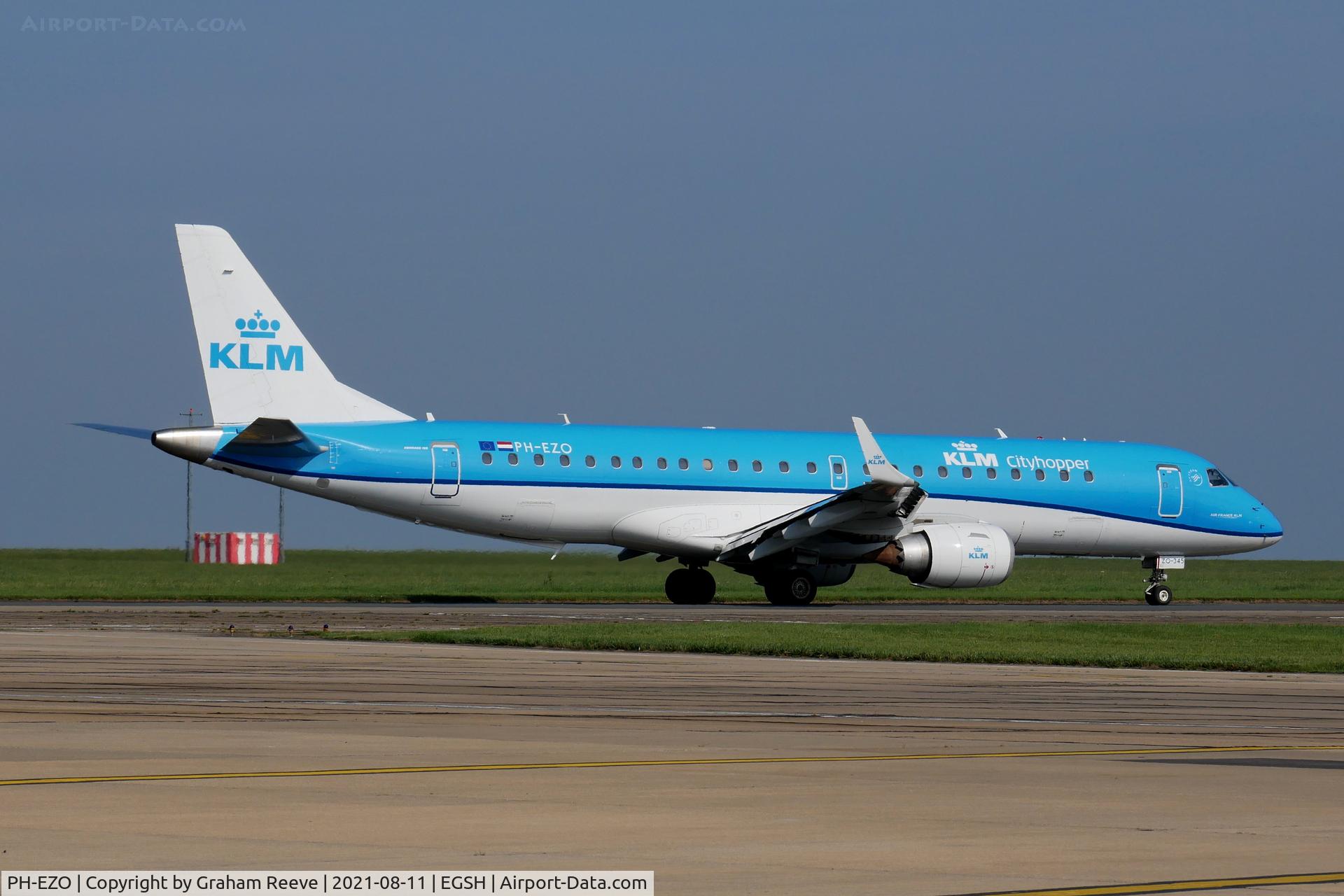 PH-EZO, 2010 Embraer 190LR (ERJ-190-100LR) C/N 19000345, Departing from Norwich.