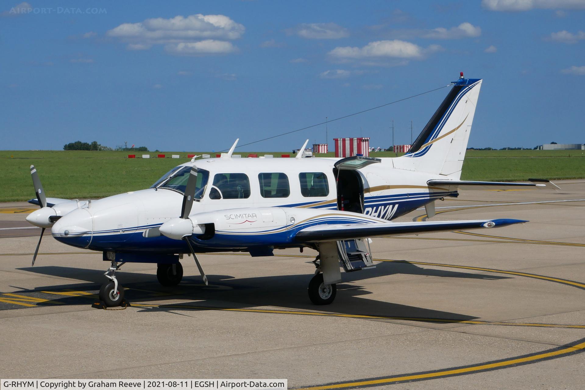 G-RHYM, 1972 Piper PA-31-310 Navajo C/N 31-815, Departing from Norwich.