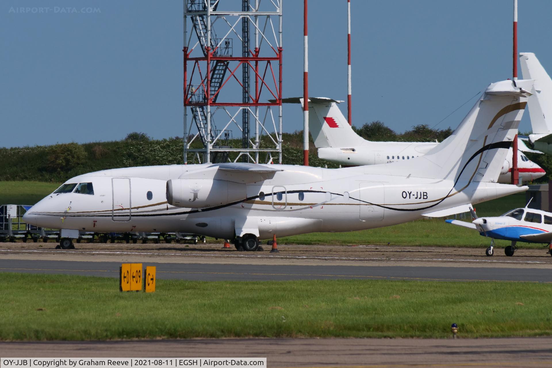 OY-JJB, 2002 Fairchild Dornier 328-300 328JET C/N 3199, Parked at Norwich.