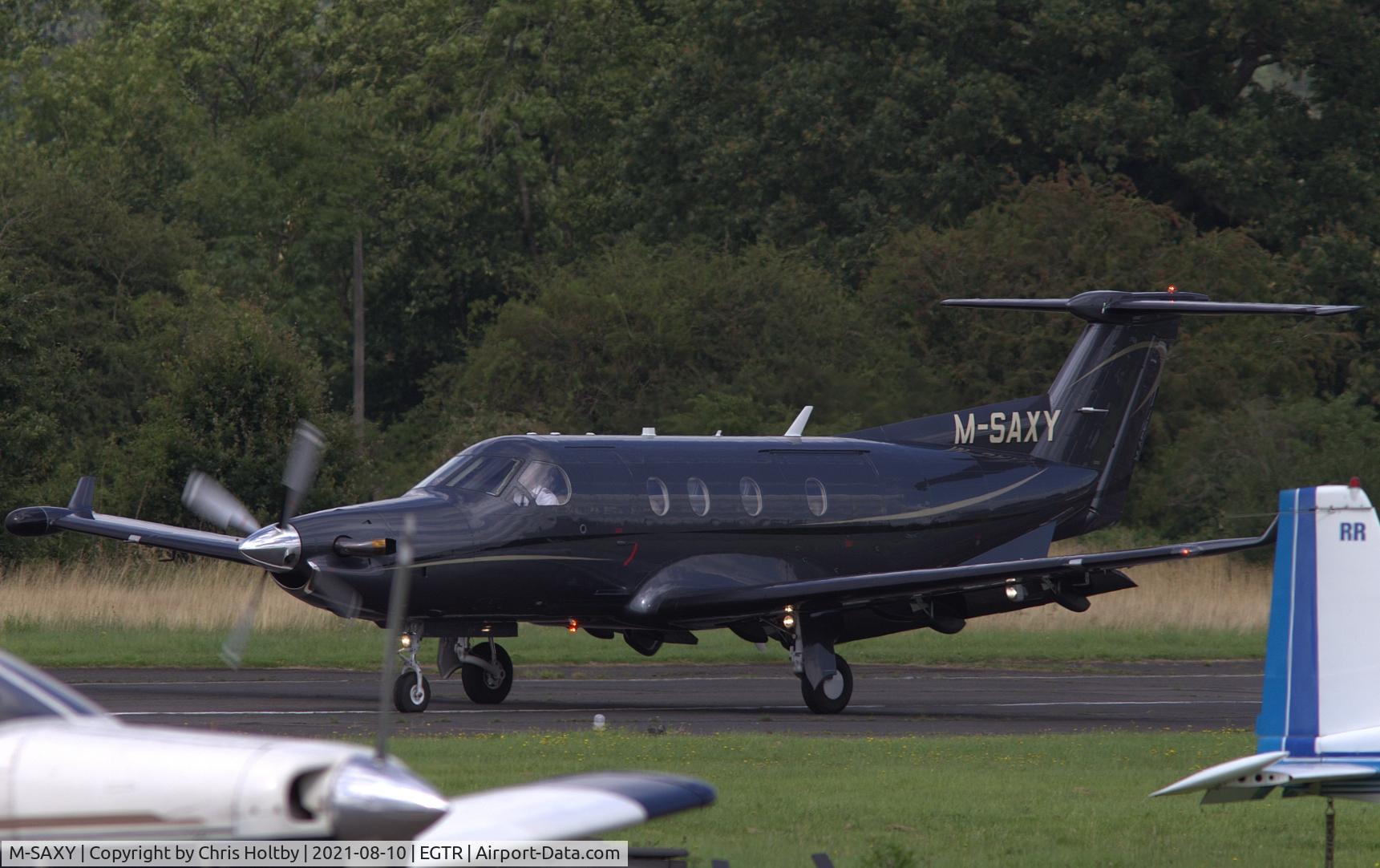 M-SAXY, 2003 Pilatus PC-12/45 C/N 508, Preparing for take-off at Elstree