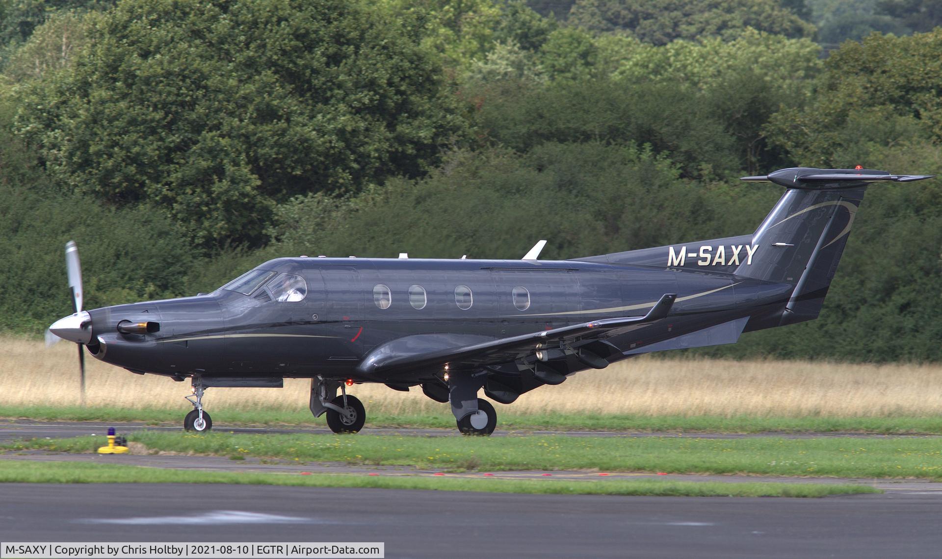 M-SAXY, 2003 Pilatus PC-12/45 C/N 508, Starting take-off roll at Elstree
