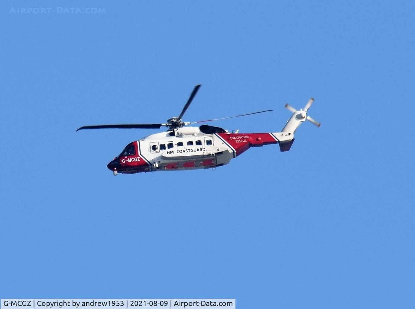 G-MCGZ, 2014 Sikorsky S-92A C/N 920262, G-MCGZ over the Bristol Channel.