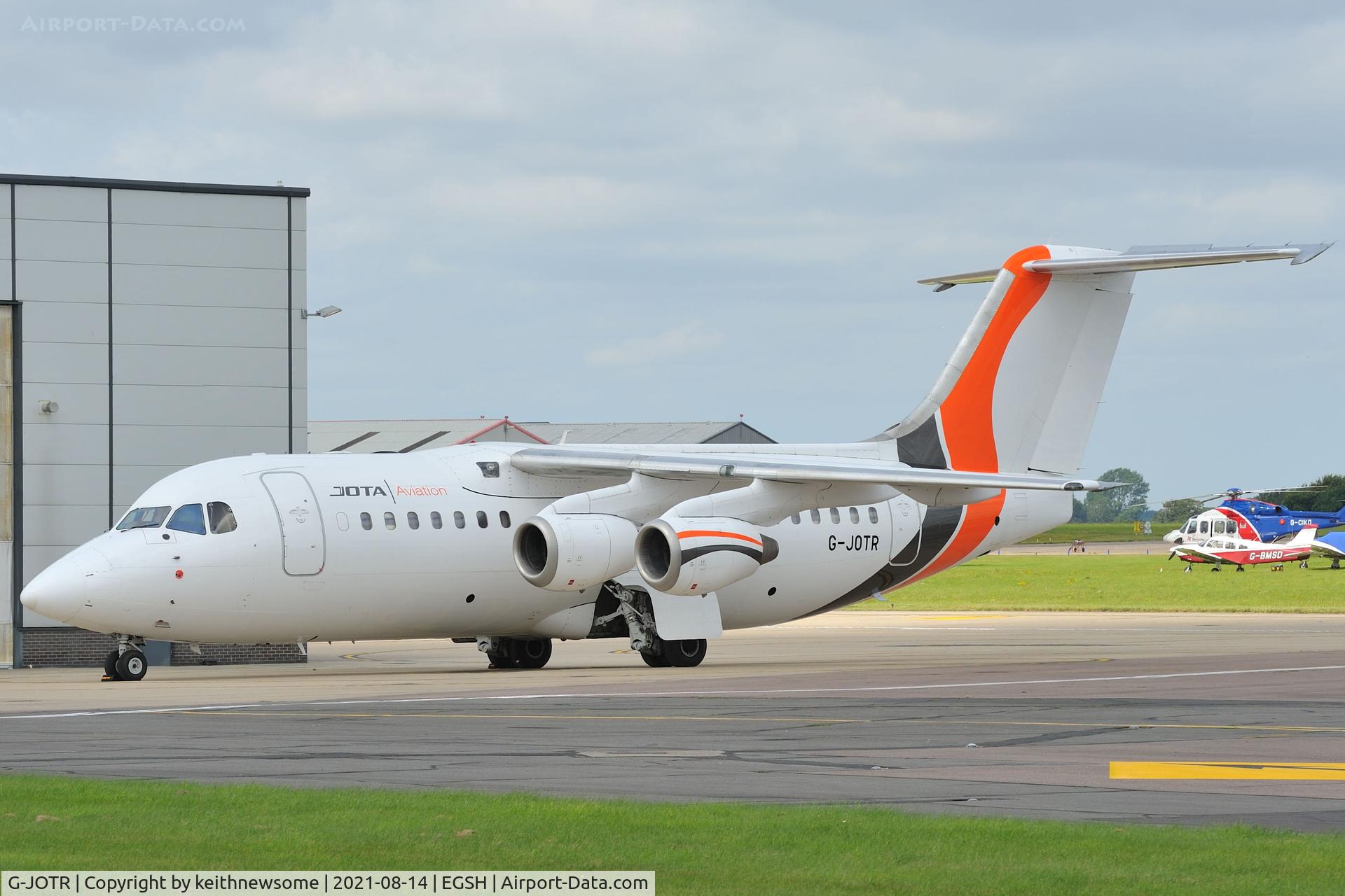 G-JOTR, 1996 British Aerospace Avro 146-RJ85 C/N E.2294, Parked at Norwich.