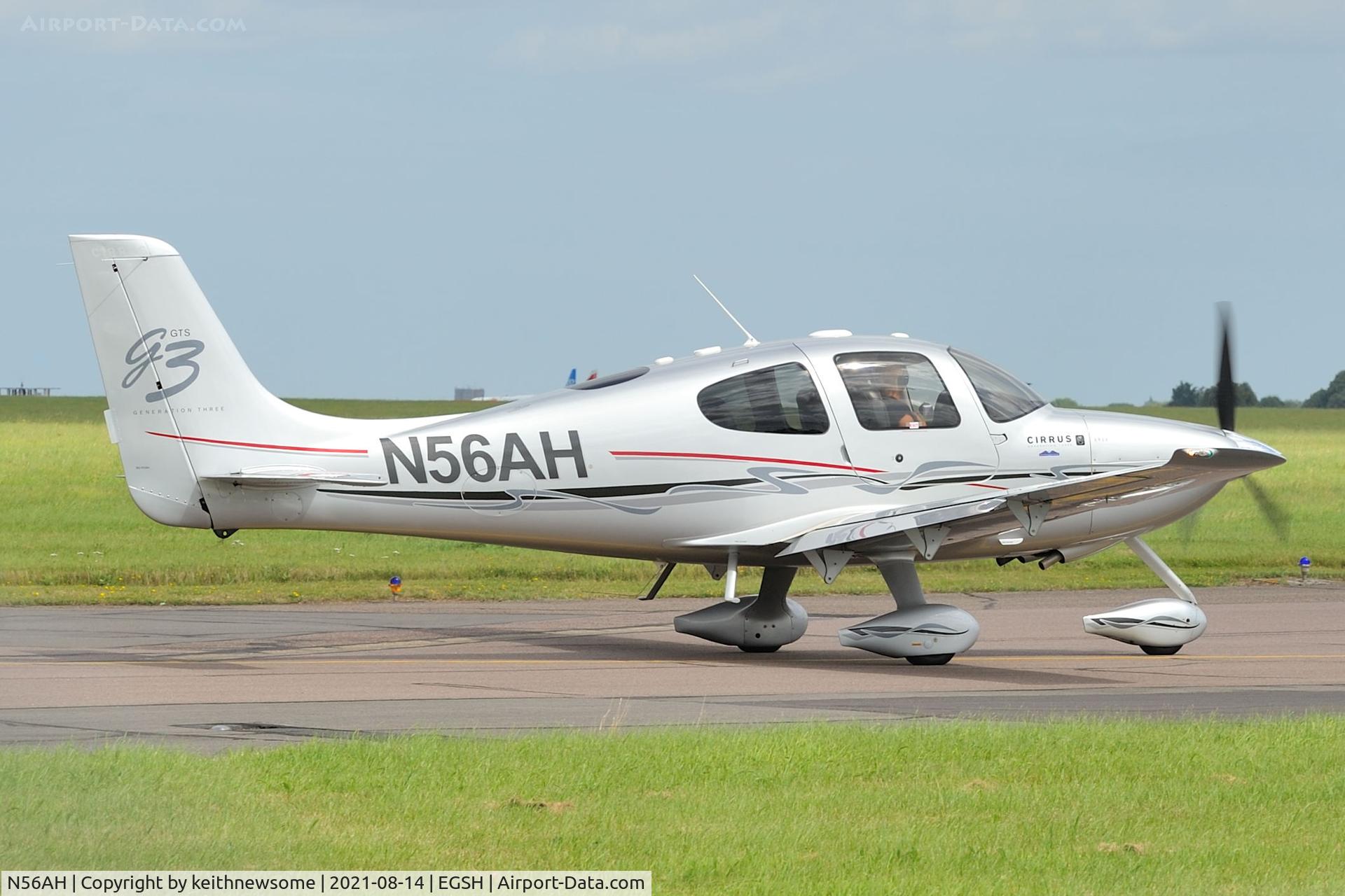N56AH, 2007 Cirrus SR22 G3 GTS C/N 2781, Leaving Norwich.
