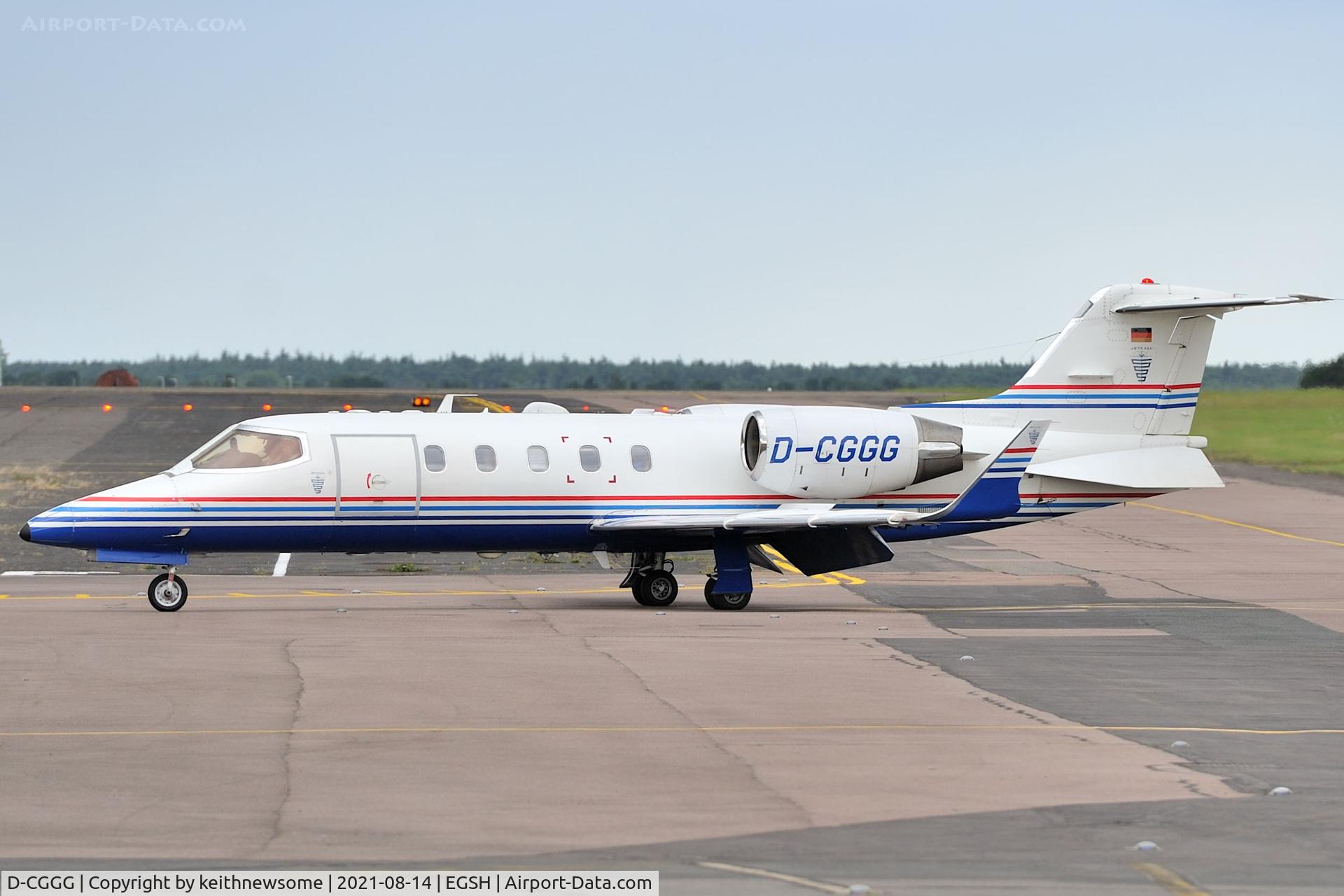 D-CGGG, 2001 Learjet 31A C/N 31A-227, Arriving at Norwich from Tenerife via Porto, Portugal.