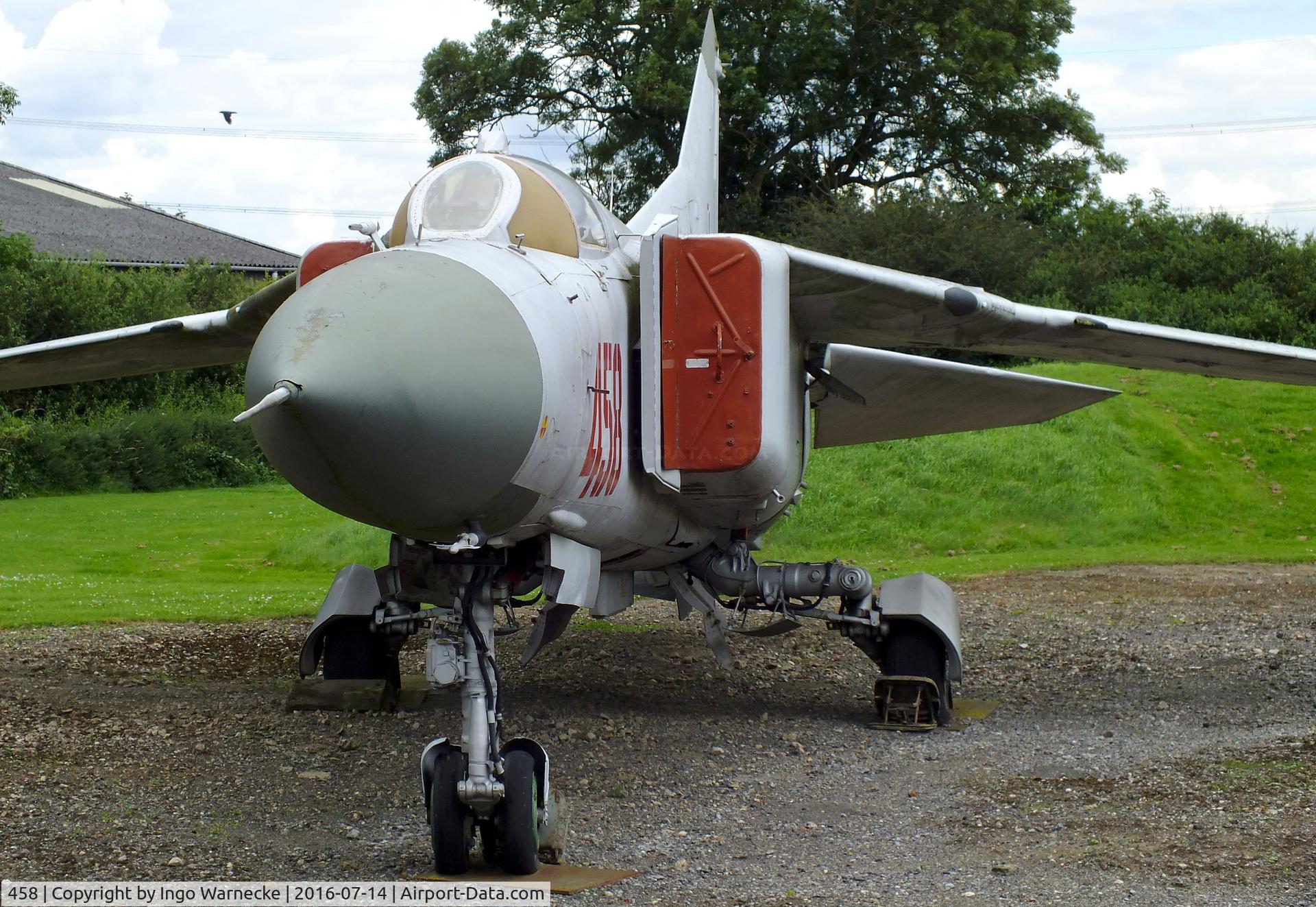 458, Mikoyan-Gurevich MiG-23ML C/N 024003607, Mikoyan i Gurevich MiG-23ML FLOGGER-G at the Newark Air Museum