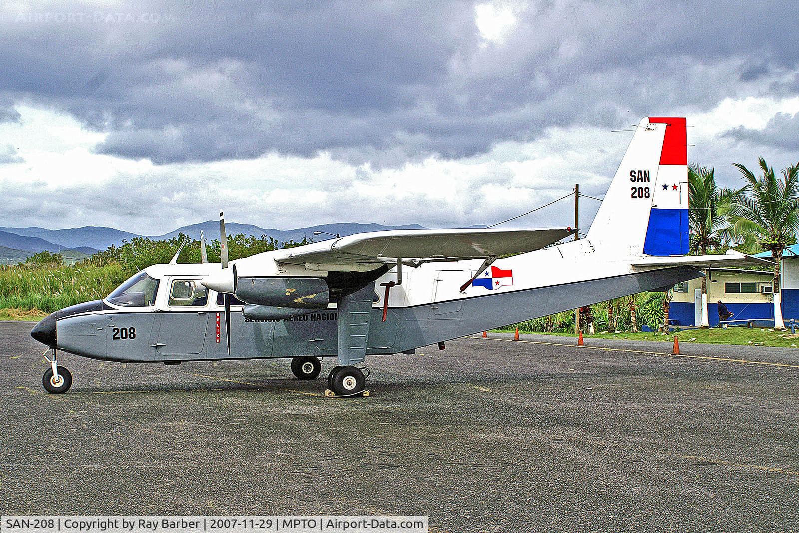 SAN-208, Britten-Norman BN-2A-6R Islander C/N 256, SAN-208   (SAN208) Britten-Norman BN-2A-6R Islander [256] (Servicio Aereo Nacionale) Panama City-Tocumen Int'l~HP 29/11/2007
