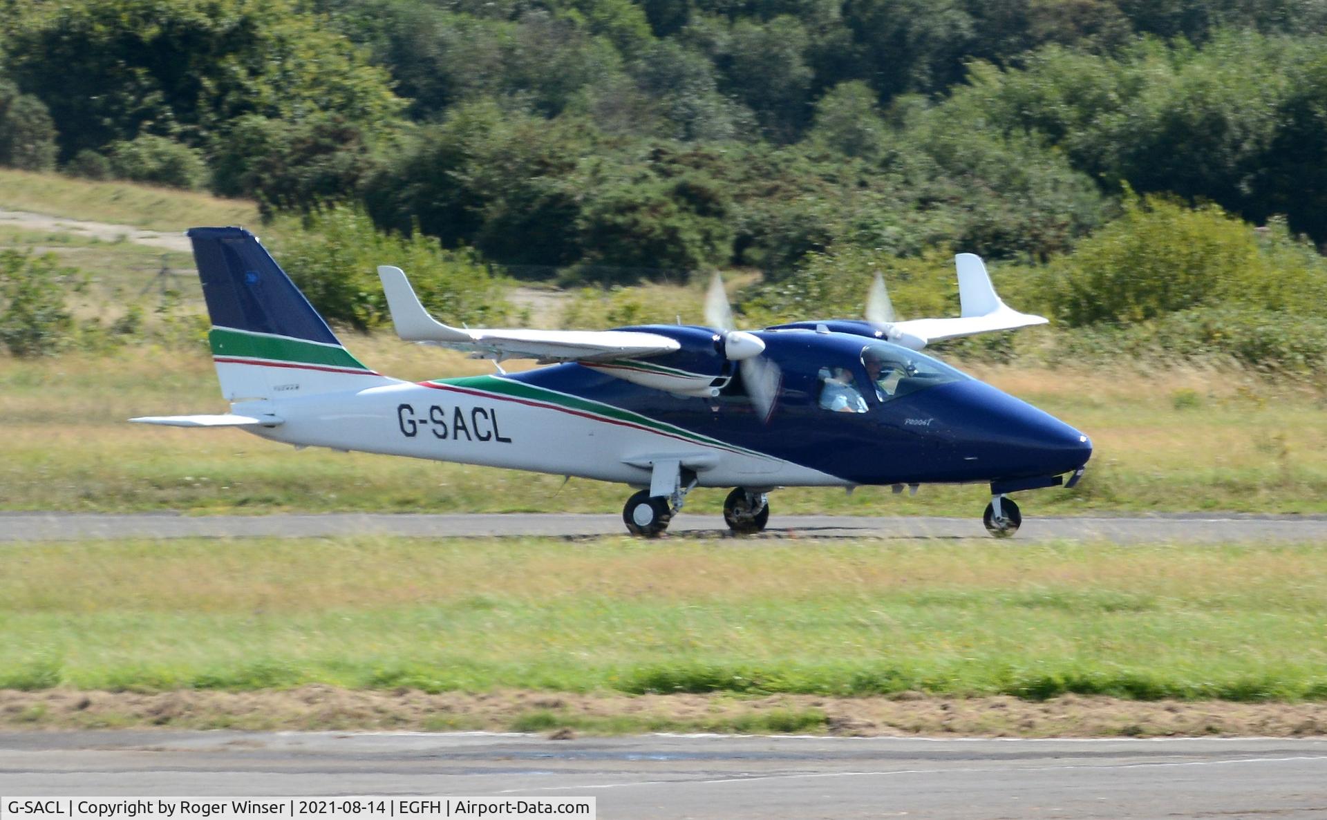 G-SACL, 2016 Tecnam P-2006T C/N 152, Resident P-2006T aircraft departing Runway 28.