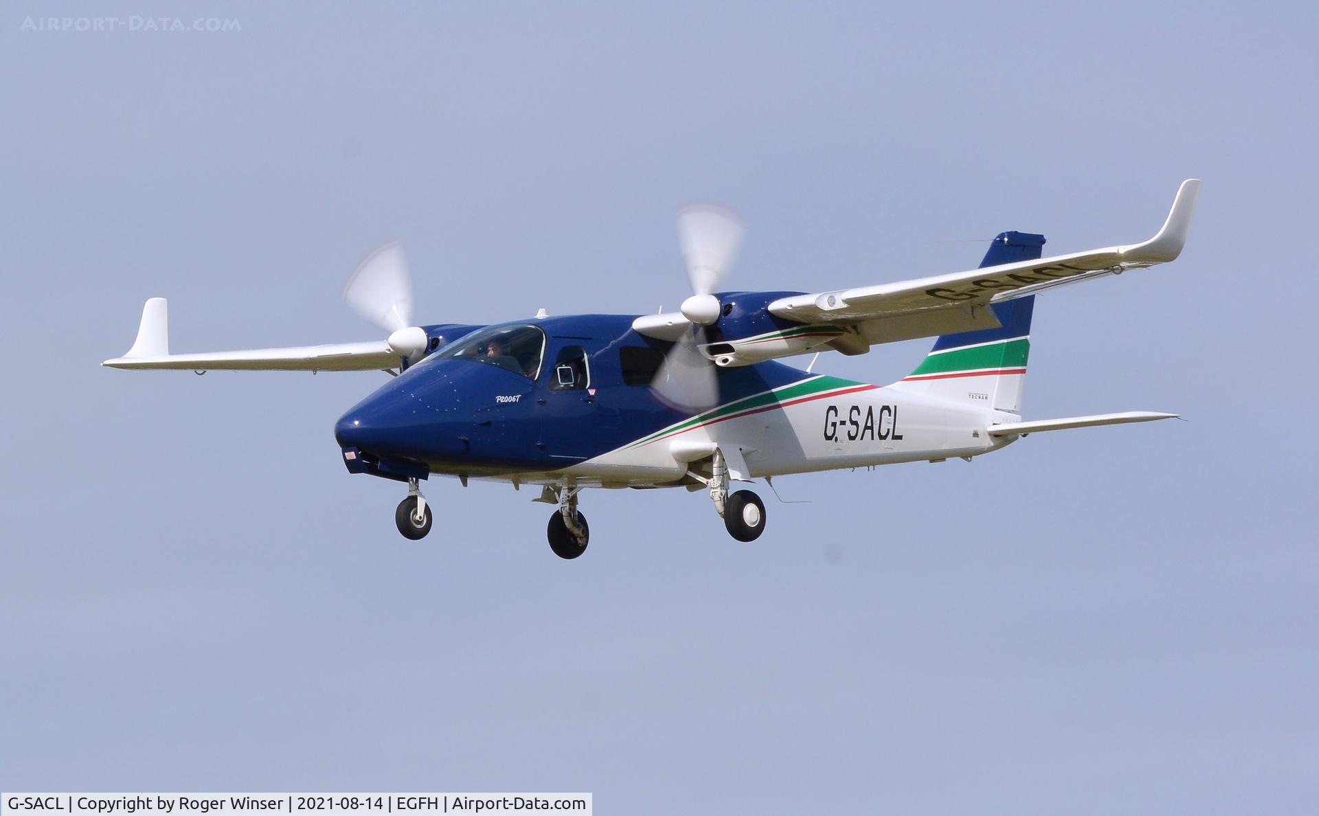 G-SACL, 2016 Tecnam P-2006T C/N 152, Resident P-2006T aircraft finals to land Runway 28.