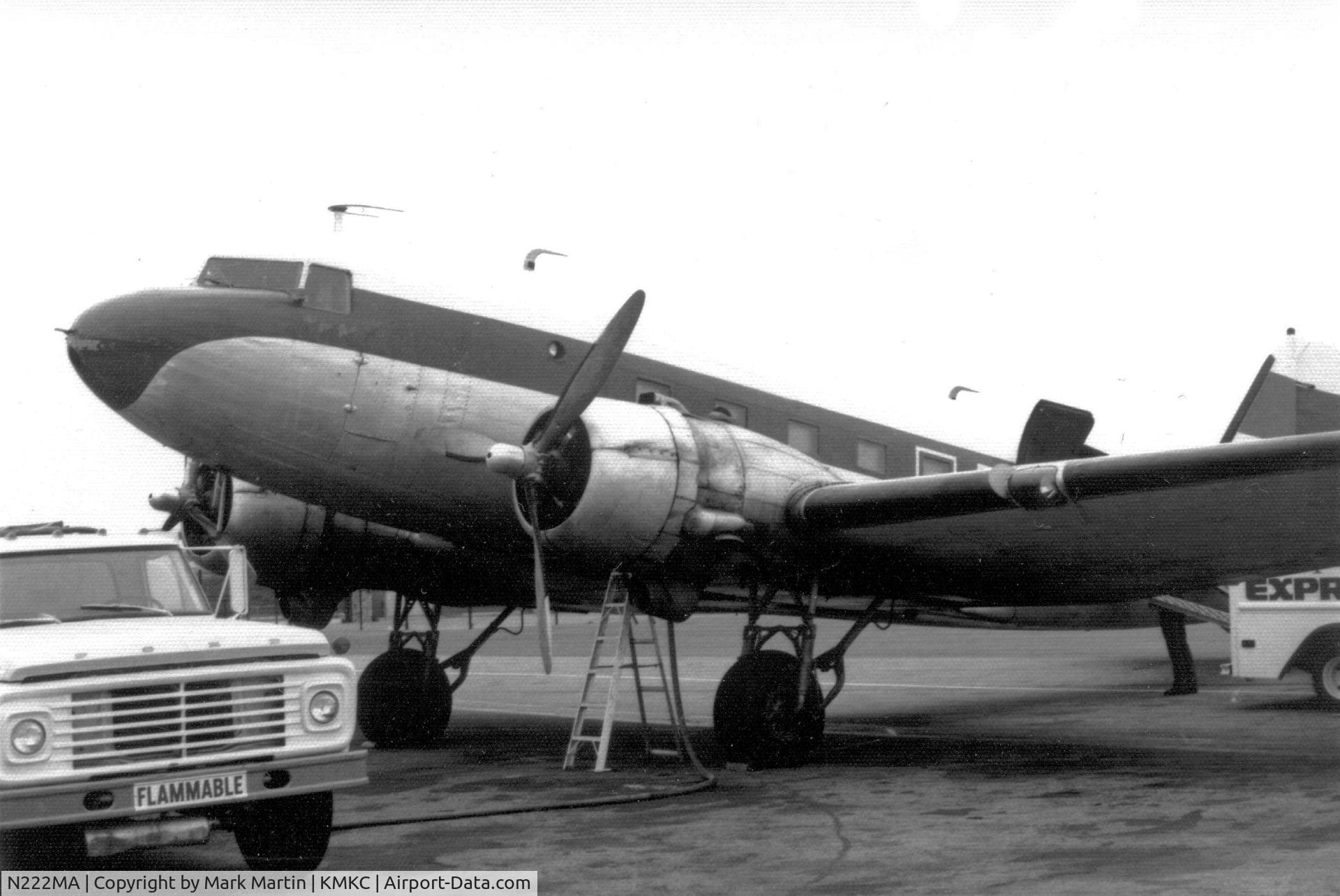 N222MA, 1941 Douglas DC-3A-414 (C-48C-DO) C/N 4114, Refueling in Kansas City, next stop OMA.