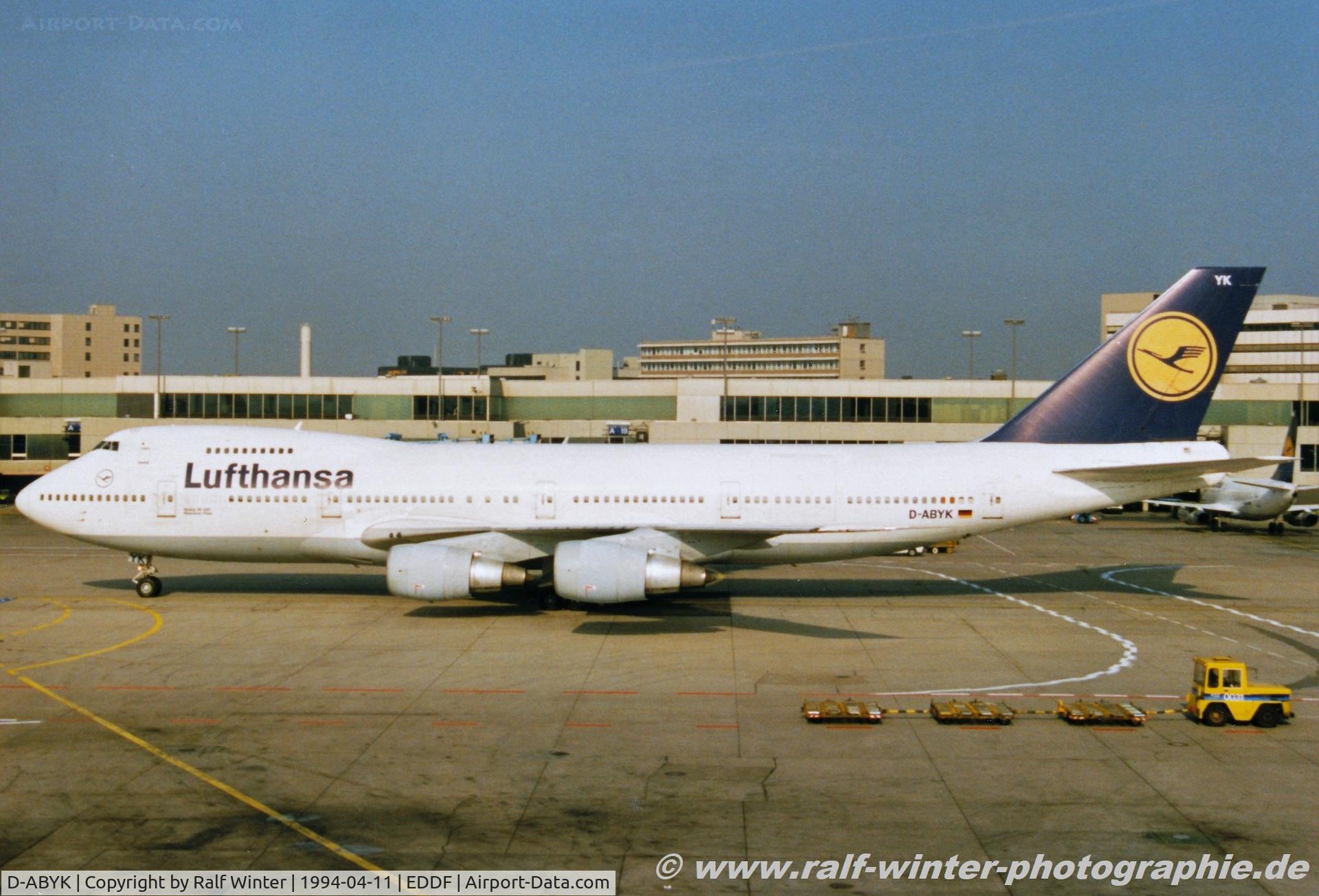 D-ABYK, 1976 Boeing 747-230B C/N 21221, Boeing 747-830 - LH DLH Lufthansa 'Rheinland-Pfalz' - 37835 - D-ABYK - 04.1994 - FRA