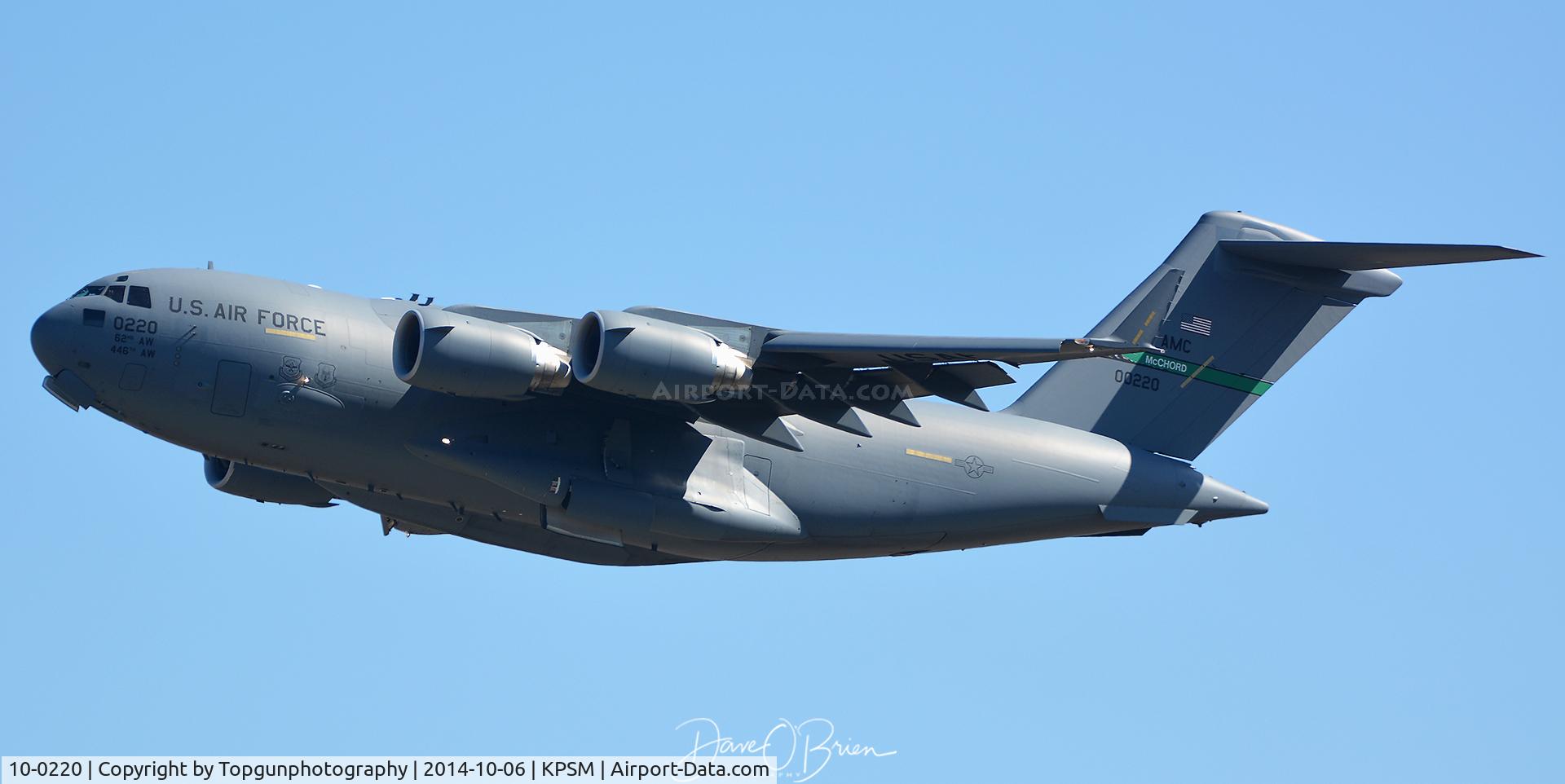10-0220, 2010 Boeing C-17A Globemaster III C/N P-220, REACH561 out of McChord AFB departs RW16