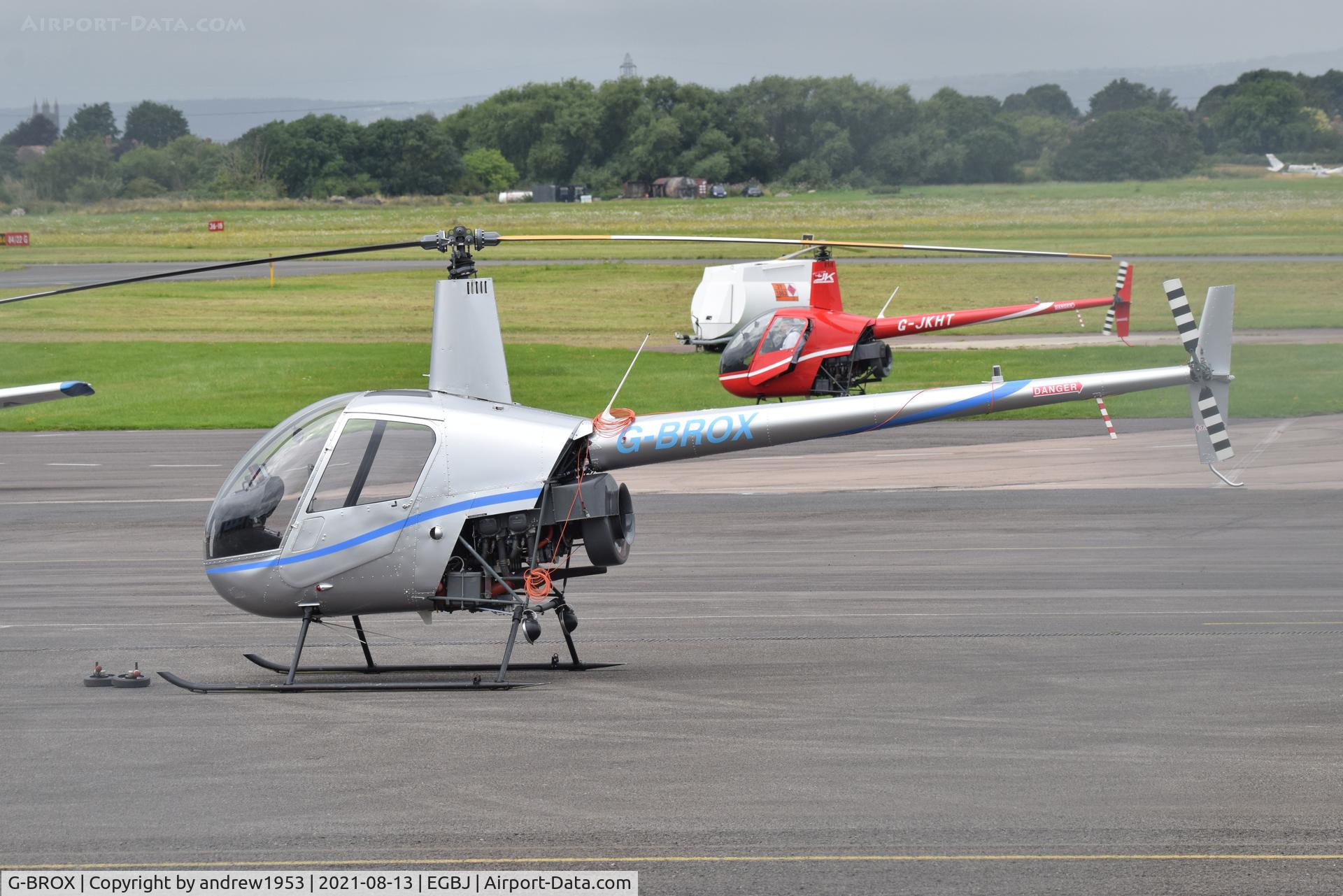 G-BROX, 1989 Robinson R22 Beta C/N 1127, G-BROX at Gloucestershire Airport.