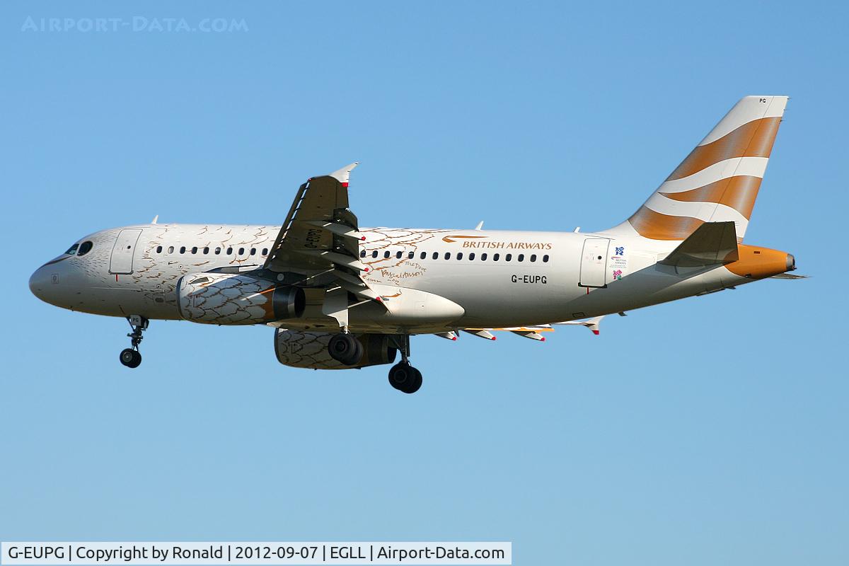 G-EUPG, 2000 Airbus A319-131 C/N 1222, at lhr