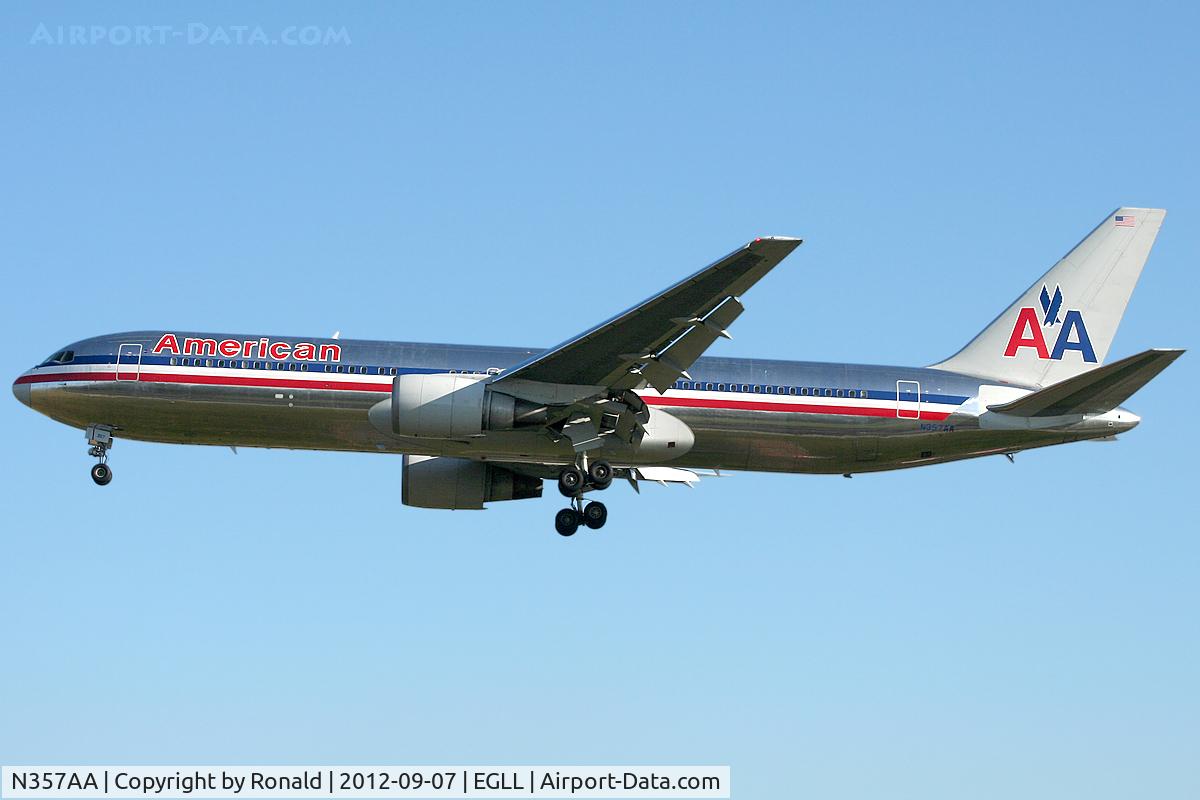 N357AA, 1988 Boeing 767-323 C/N 24038, at lhr