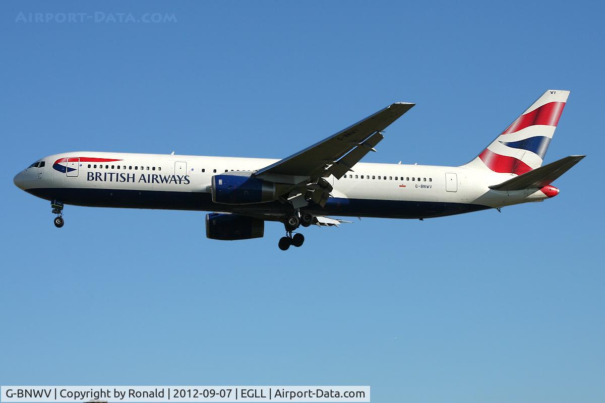 G-BNWV, 1993 Boeing 767-336 C/N 27140, at lhr