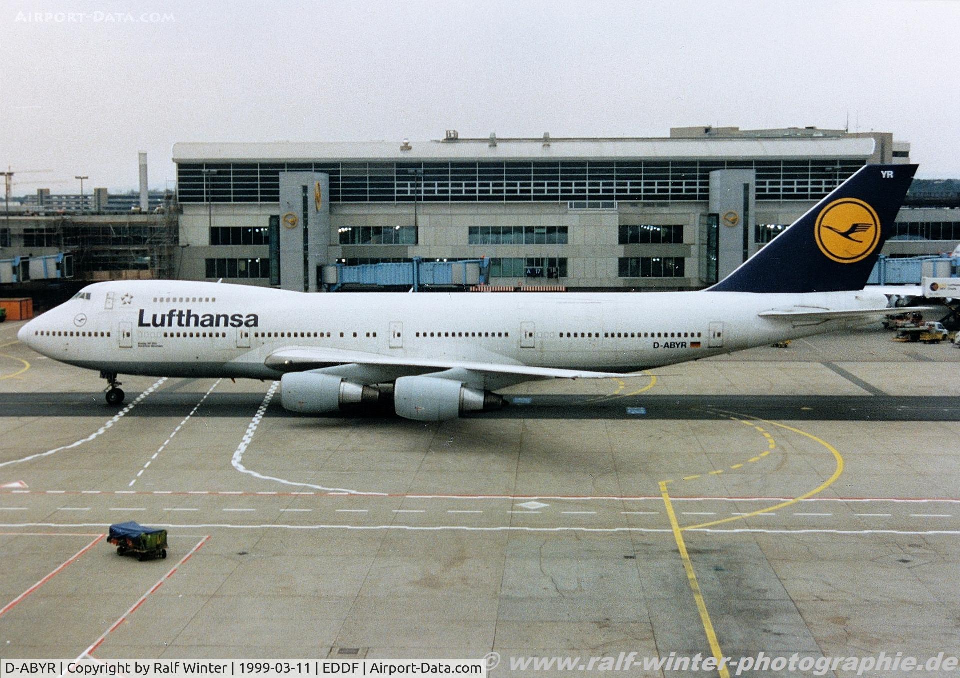 D-ABYR, 1978 Boeing 747-230BM C/N 21643, Boeing 747-230B(M) - LH DLH Lufthansa 'Nordrhein-Westfalen'- 21643 - D-ABYR - 03.1999 - FRA