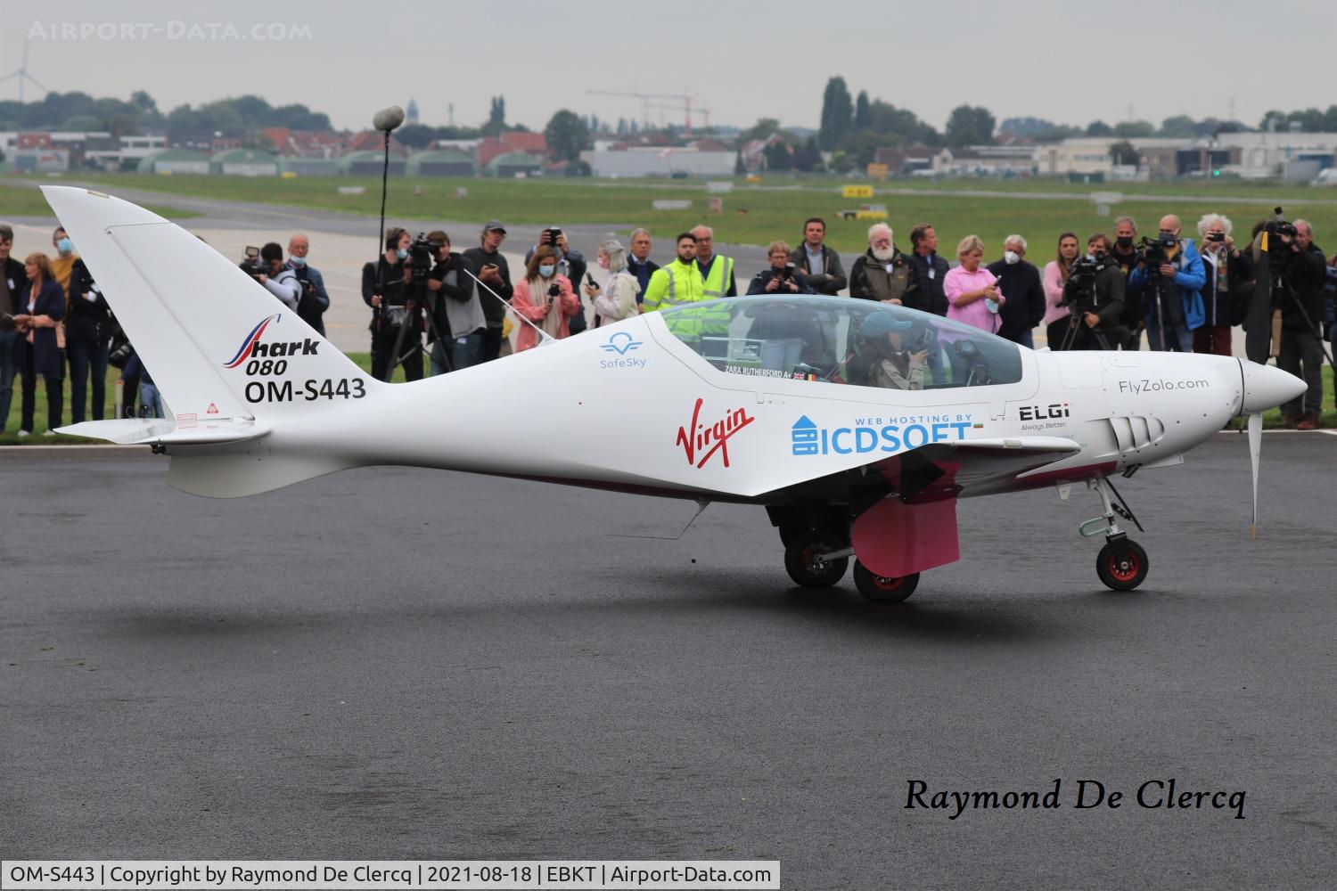OM-S443, 2021 Shark Aero Shark UL C/N 080, 19-year-old Zara Rutherford preparing for departure from Kortrijk Airport to fly solo around the world. FlyZolo.com