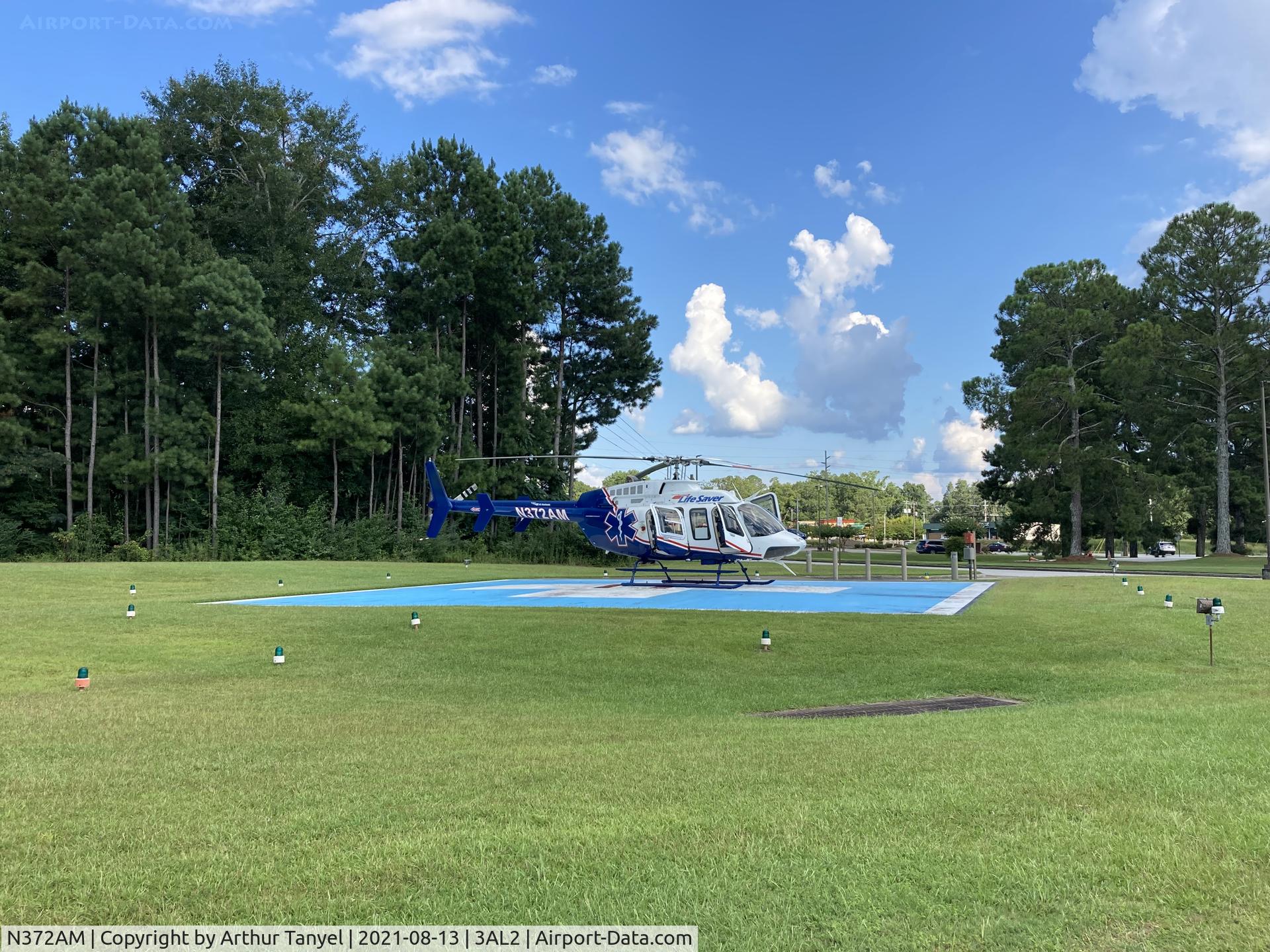 N372AM, 2015 Bell 407 C/N 54587, Parked at East Alabama Medical Center