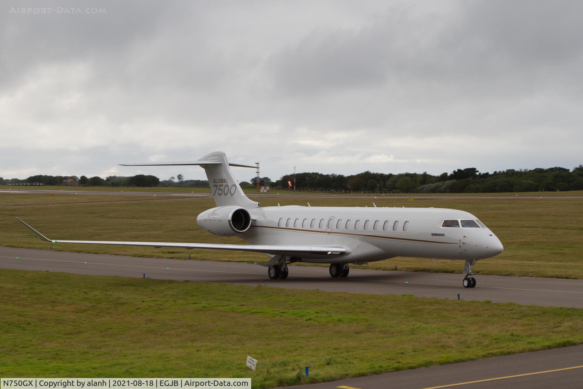 N750GX, 2020 Bombardier BD-700-2A12 C/N 70068, Arriving at Guernsey directly from Fort Lauderdale