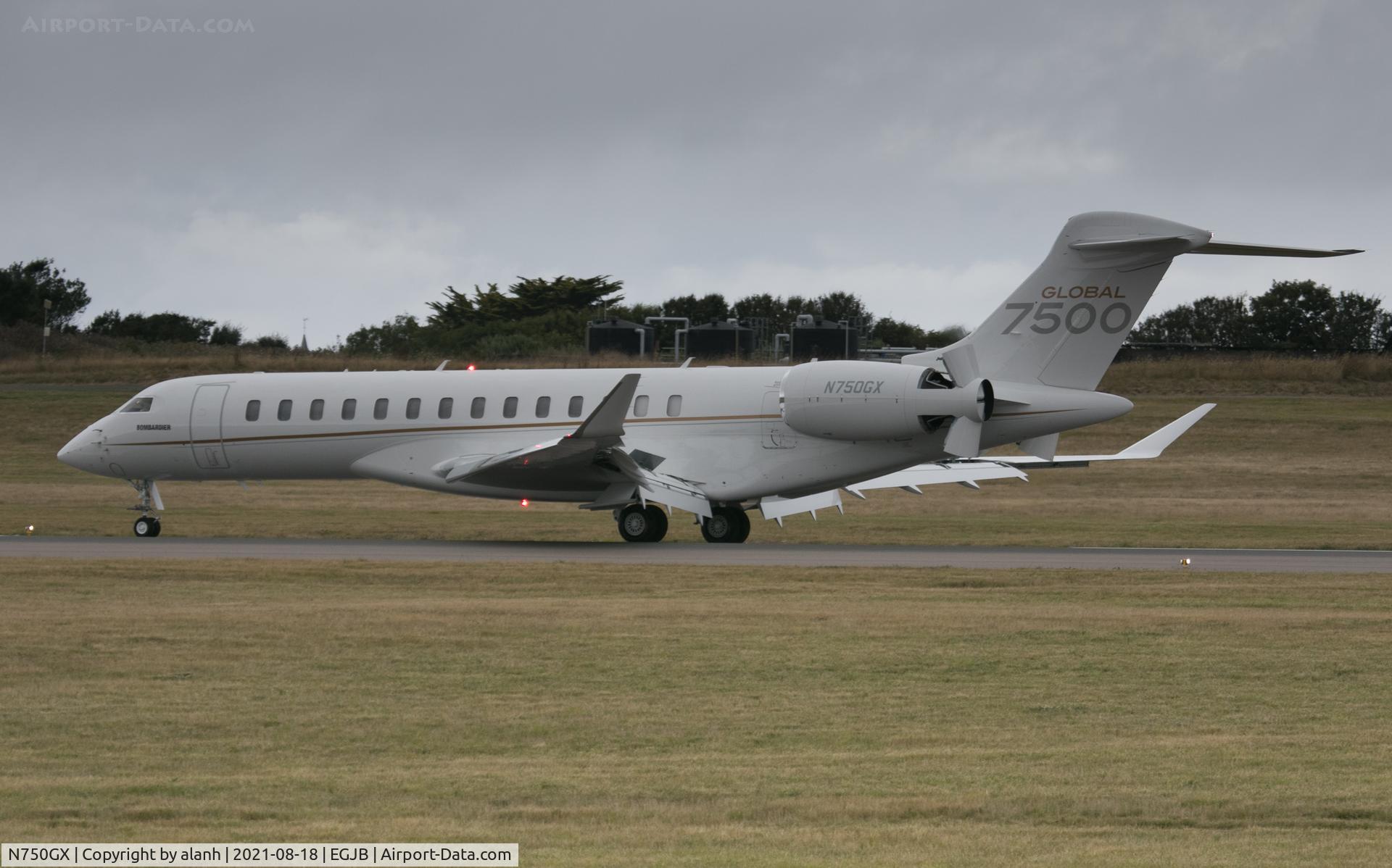 N750GX, 2020 Bombardier BD-700-2A12 C/N 70068, Arriving at Guernsey directly from Fort Lauderdale