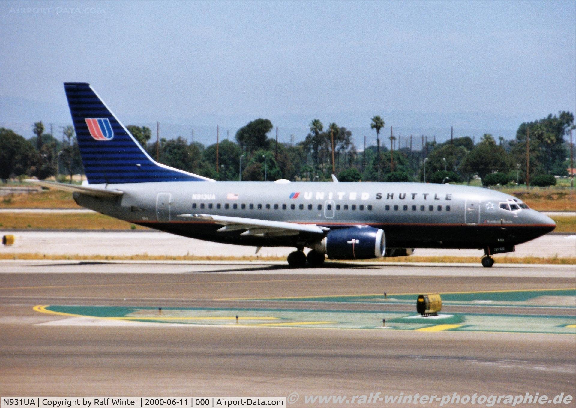 N931UA, 1992 Boeing 737-522 C/N 26656, Boeing 737-522 - UA UAL United Airlines - 26656 - N931UA - 06.2000