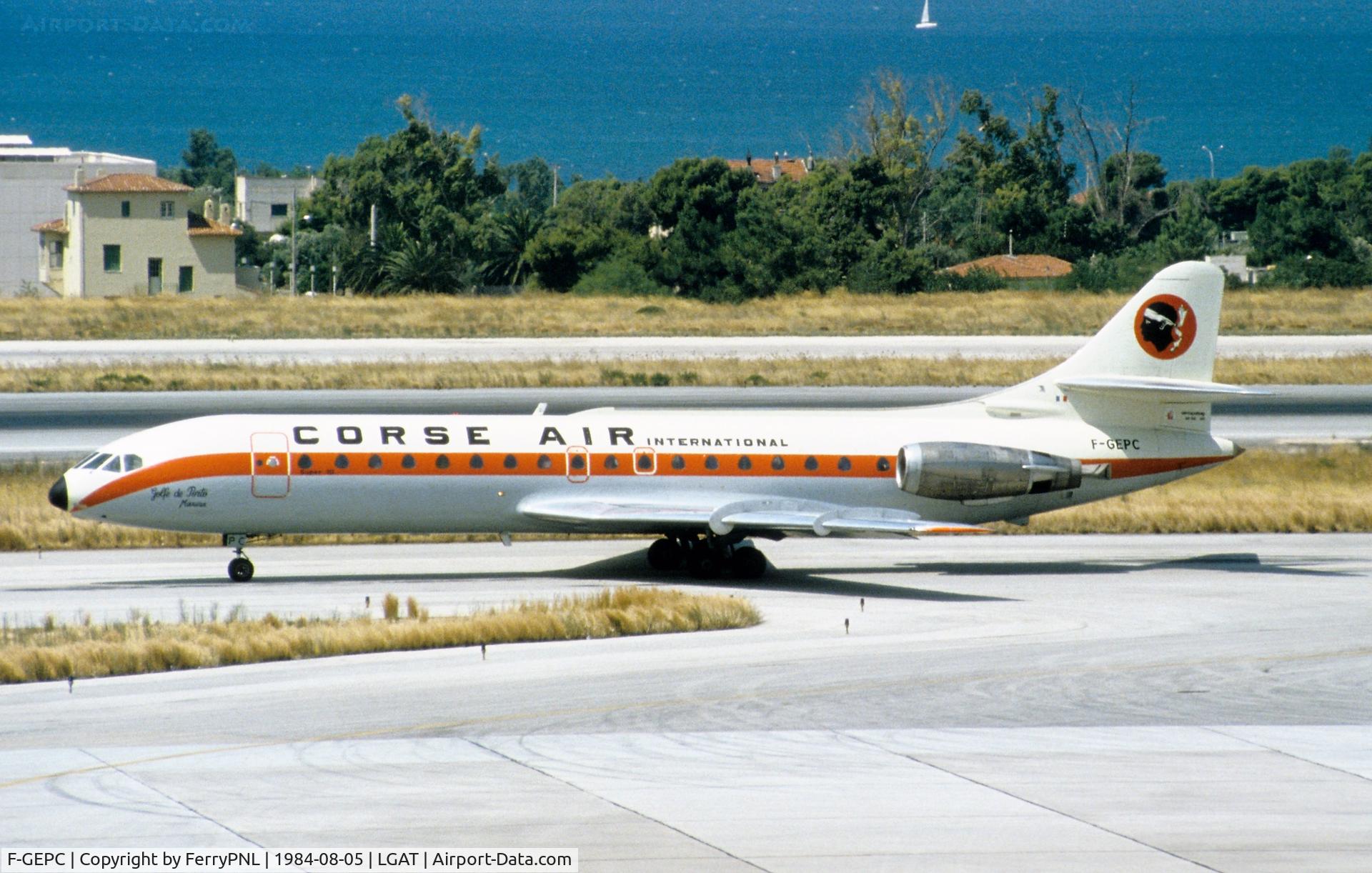 F-GEPC, 1964 Aerospatiale SE-210 Caravelle 10B3 Super B C/N 184, Corse Air Caravelle departing ATH